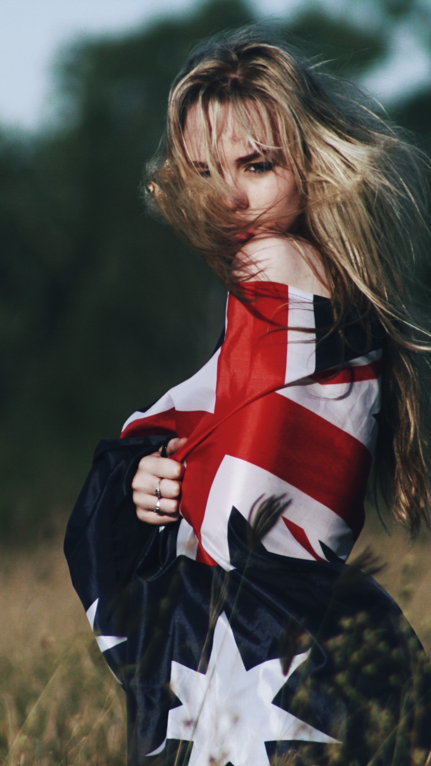 Women Model, Depth Of Field, Australian Flag, 1440x2560, Phone HD Wallpaper