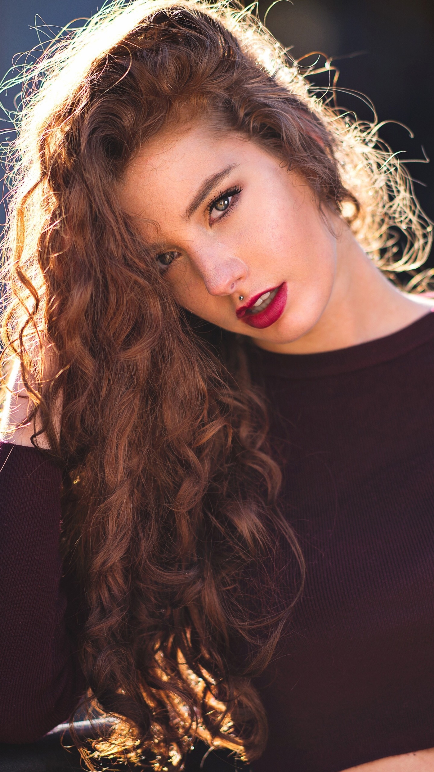 Women Model, Redhead, Lipstick, 1440x2560, Phone HD Wallpaper