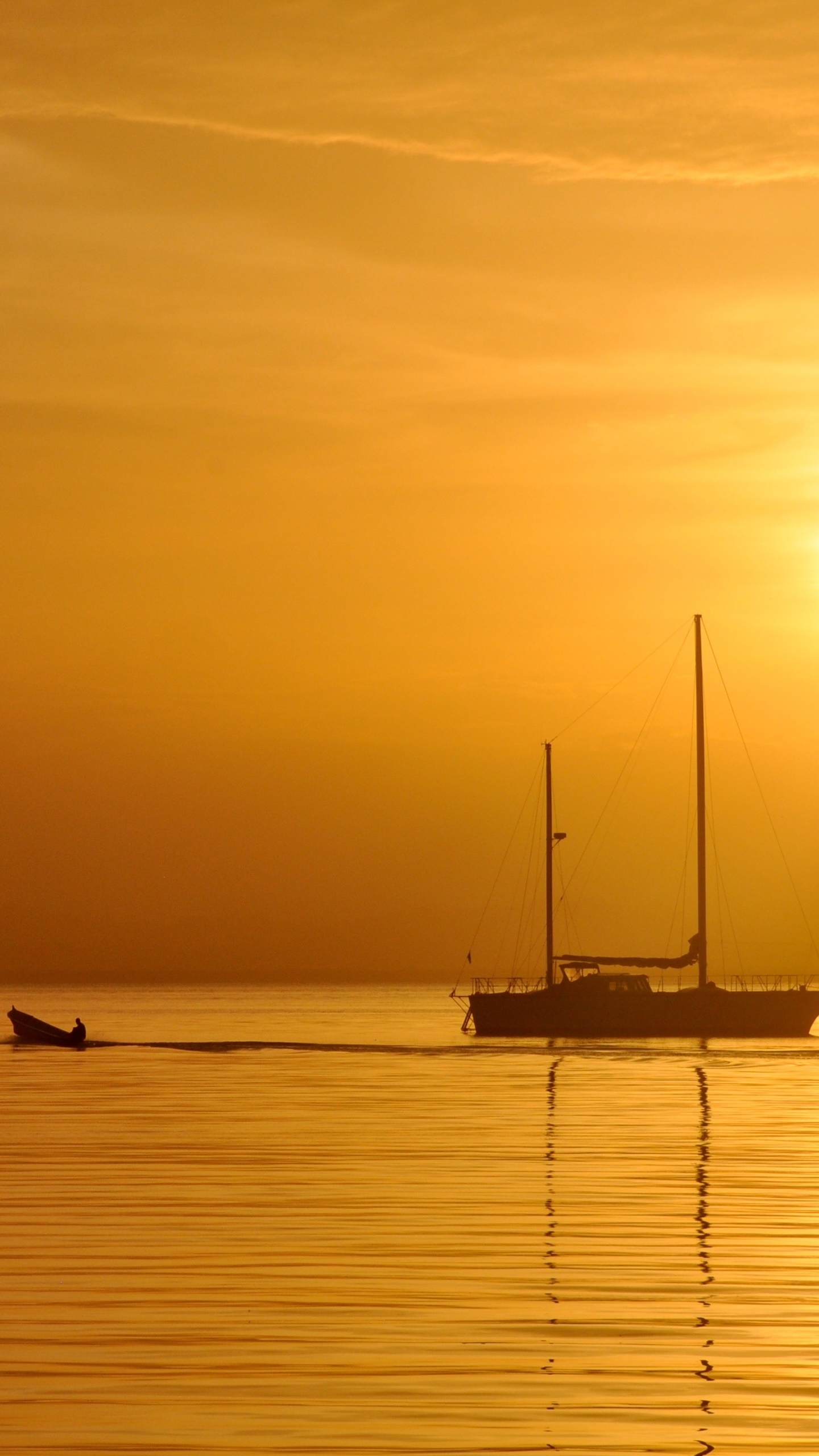 Photography Sunset, Orange (Color), Sea, Ocean, Boat, Sun, 1440x2560, Phone HD Wallpaper