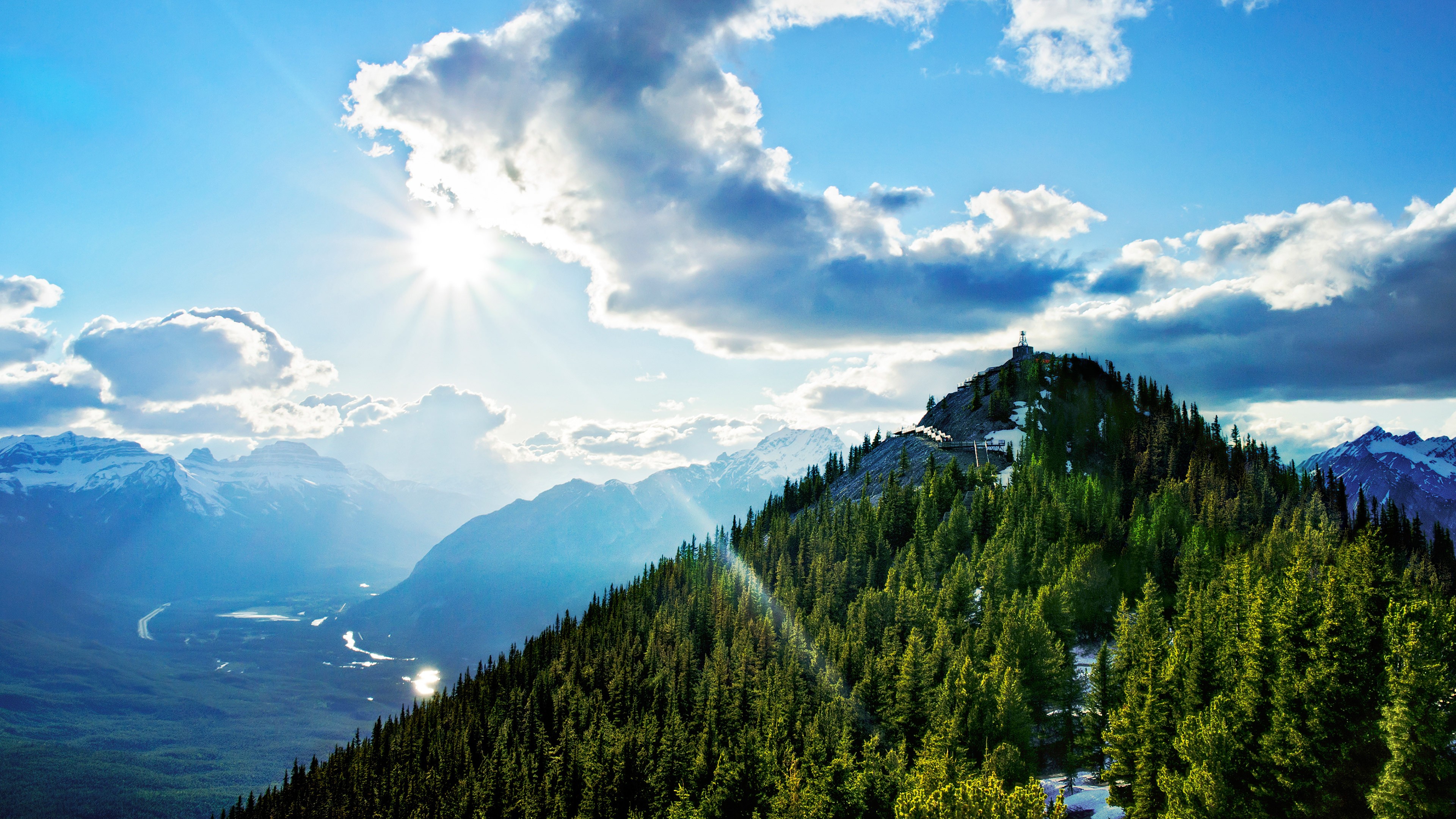 Sulphur Mountain, 4k, Canada, clouds, HD Wallpaper