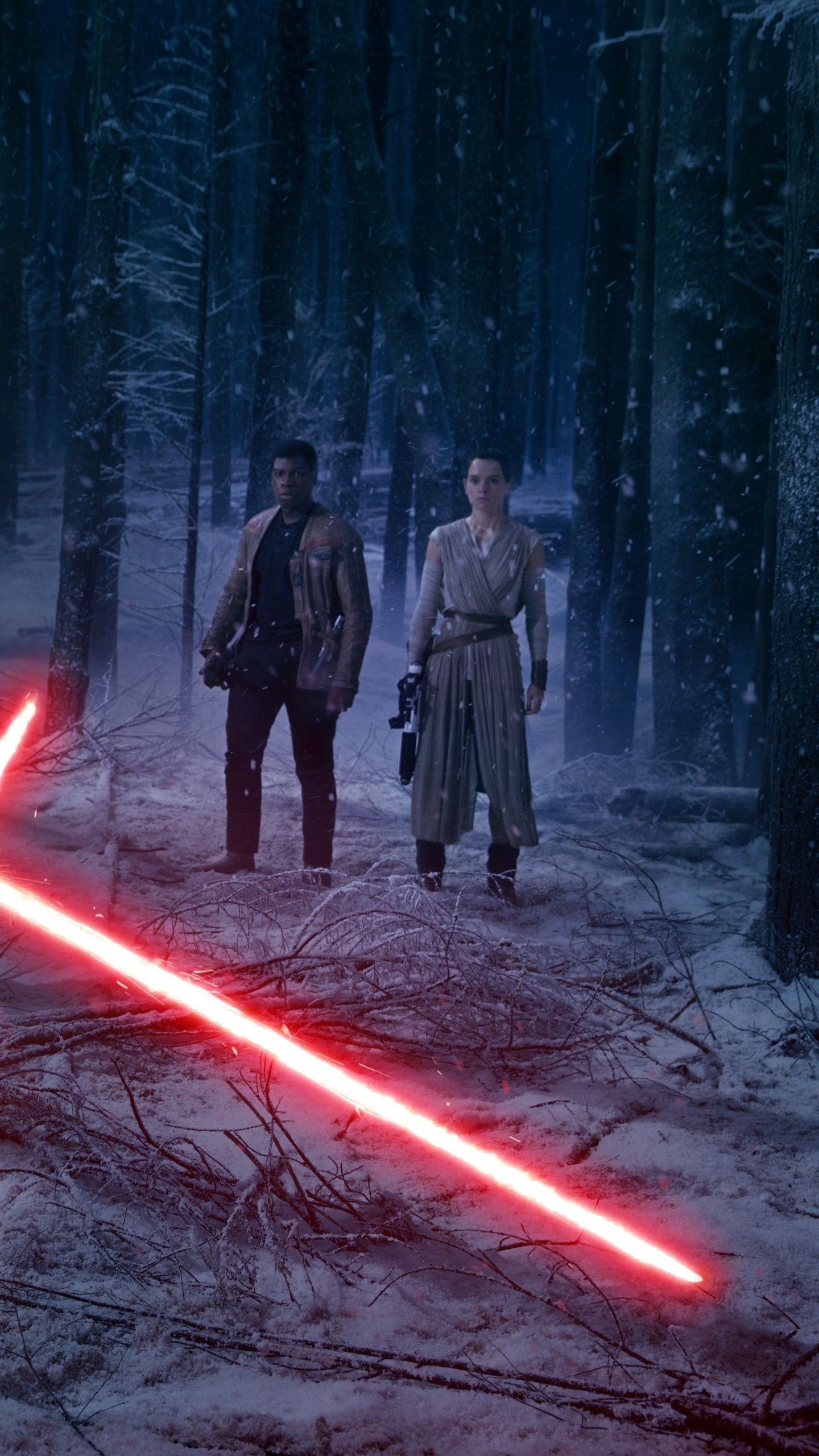 Movie Star Wars Episode VII: The Force Awakens, John Boyega, Rey (Star Wars), Daisy Ridley, Finn (Star Wars), Kylo Ren, 1440x2560, Phone HD Wallpaper