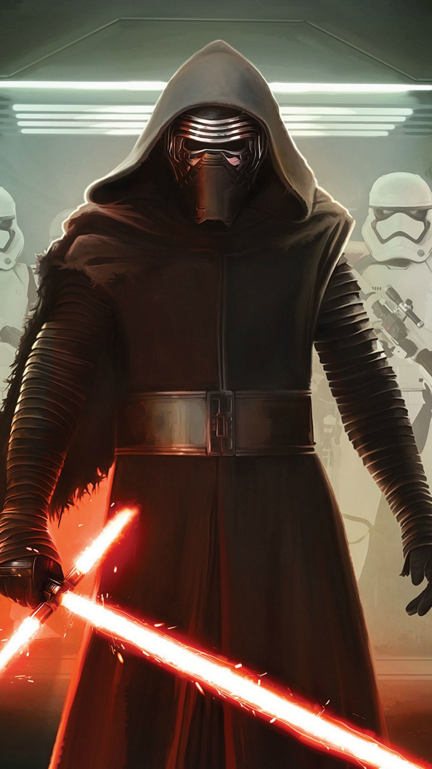 Movie Star Wars Episode VII: The Force Awakens, Stormtrooper, Lightsaber, Kylo Ren, Star Wars, 1440x2560, Phone HD Wallpaper