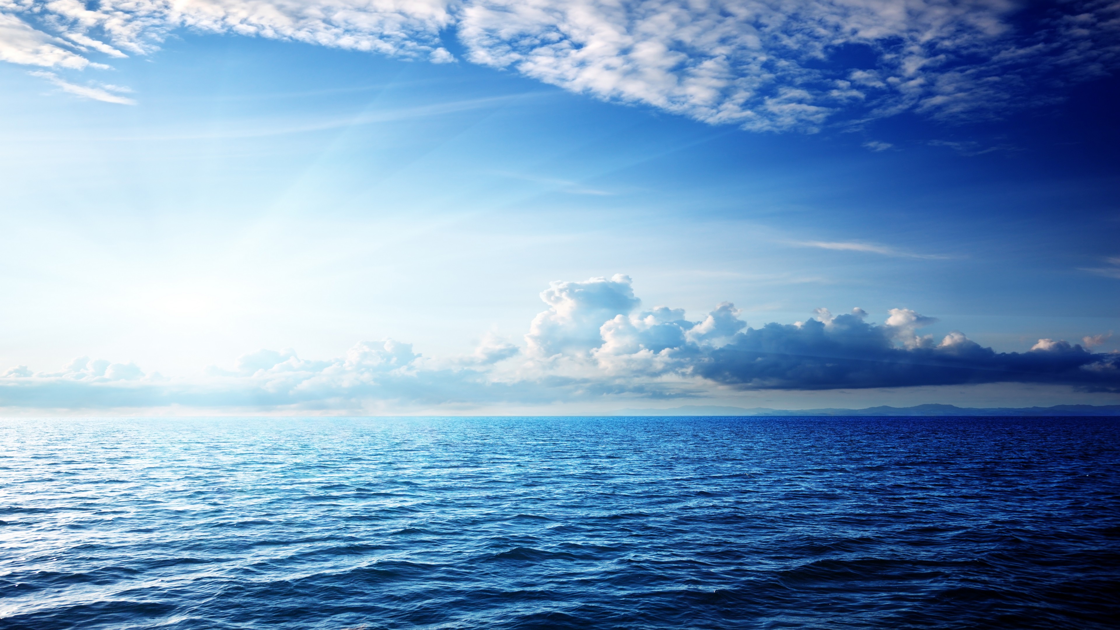 Sea, 4K, ocean, sky, clouds, HD Wallpaper