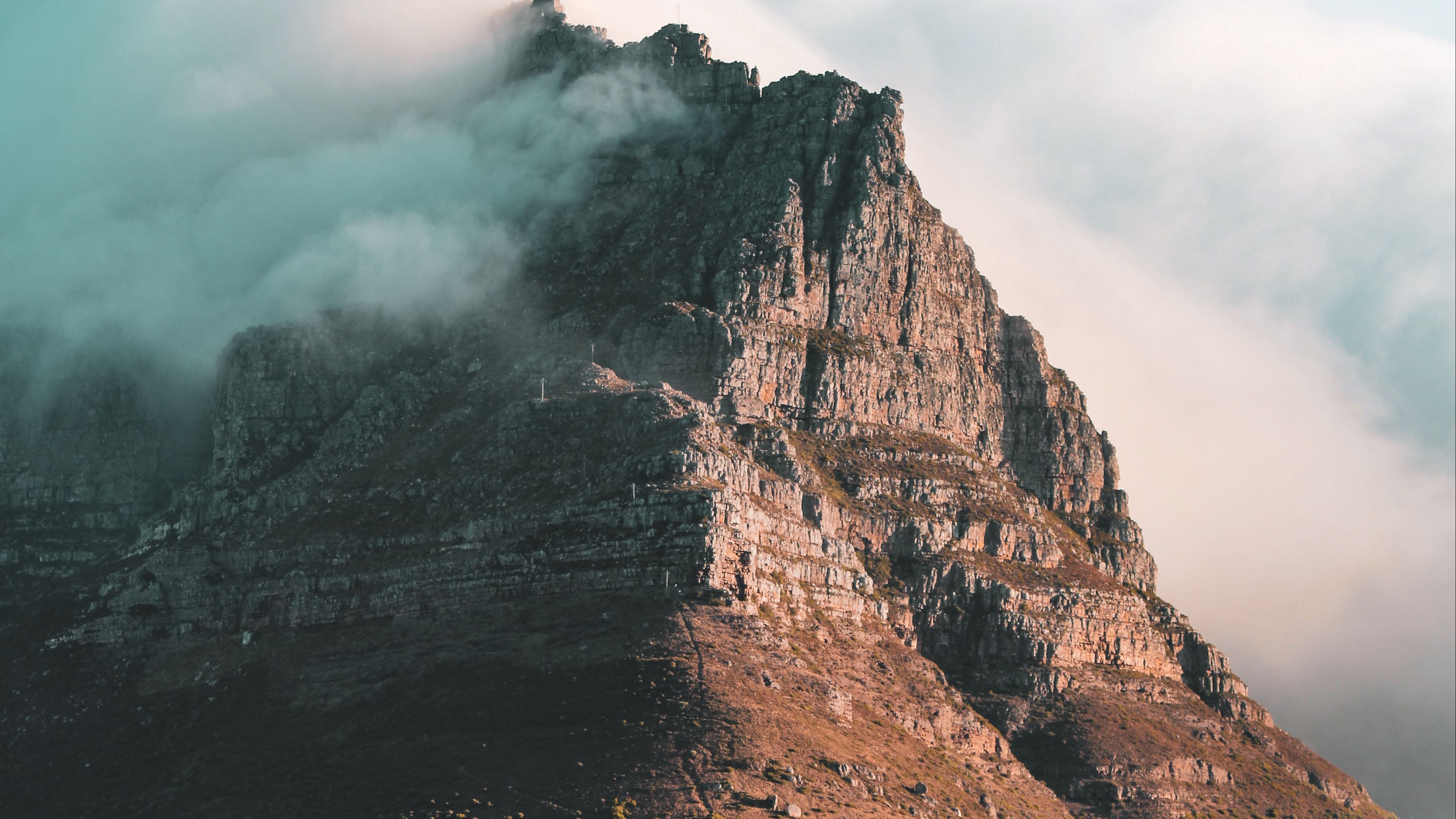 rock, peak, cloud, fog, 4k, HD Wallpaper