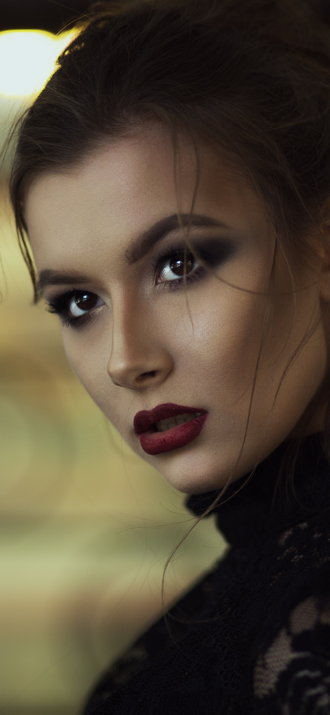 Women Model, Lipstick, Brown Eyes, 1284x2778, Phone HD Wallpaper