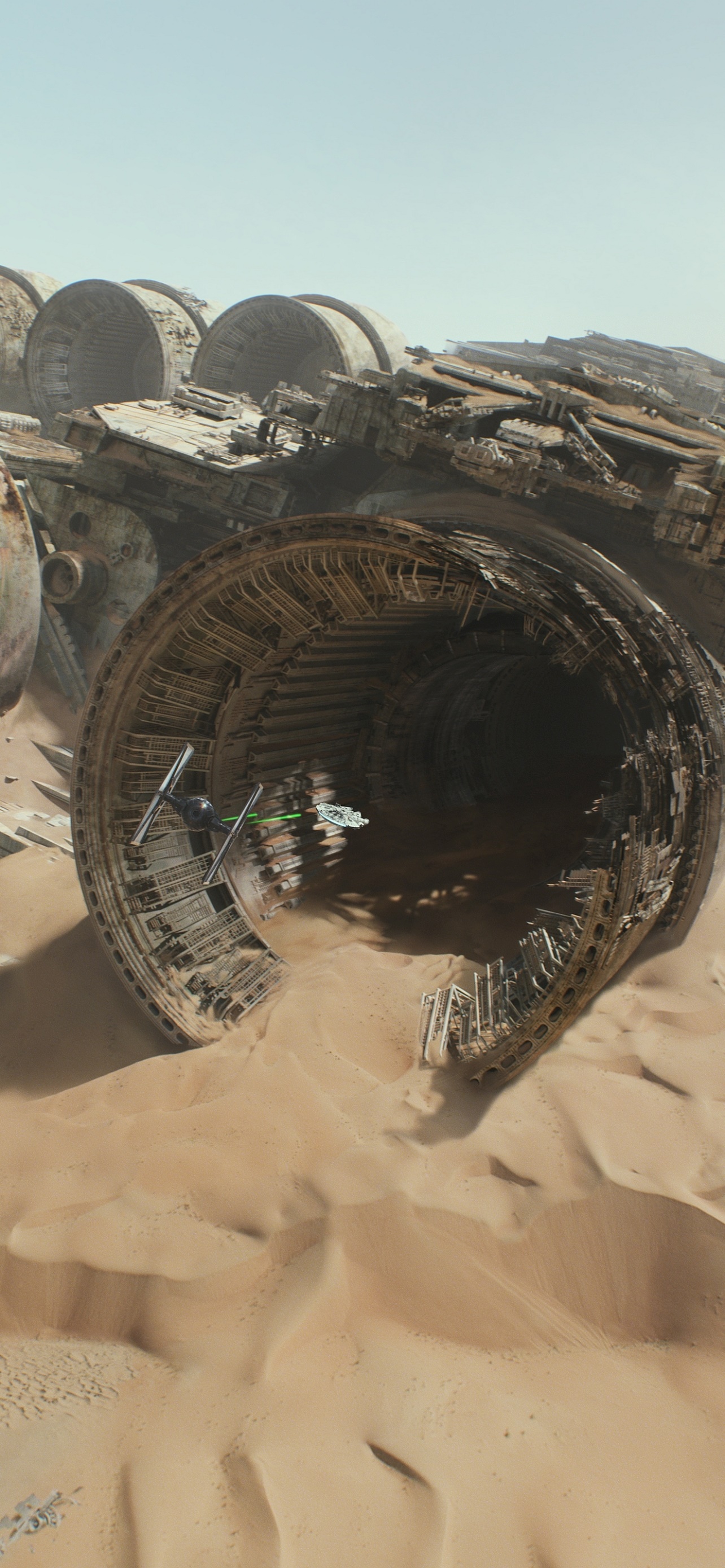 Movie Star Wars Episode VII: The Force Awakens, TIE Fighter, Star Wars, Millennium Falcon, 1284x2778, Phone HD Wallpaper