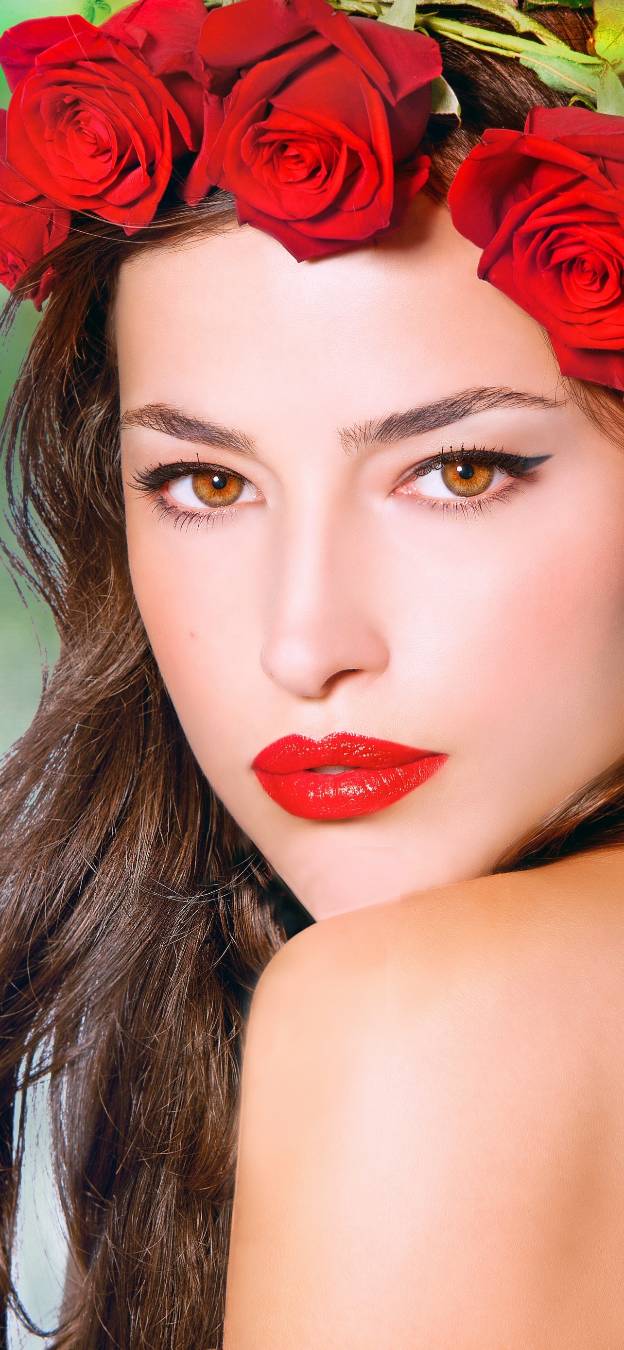 Women Beautiful, Model, Face, Rose, 1284x2778, Phone HD Wallpaper