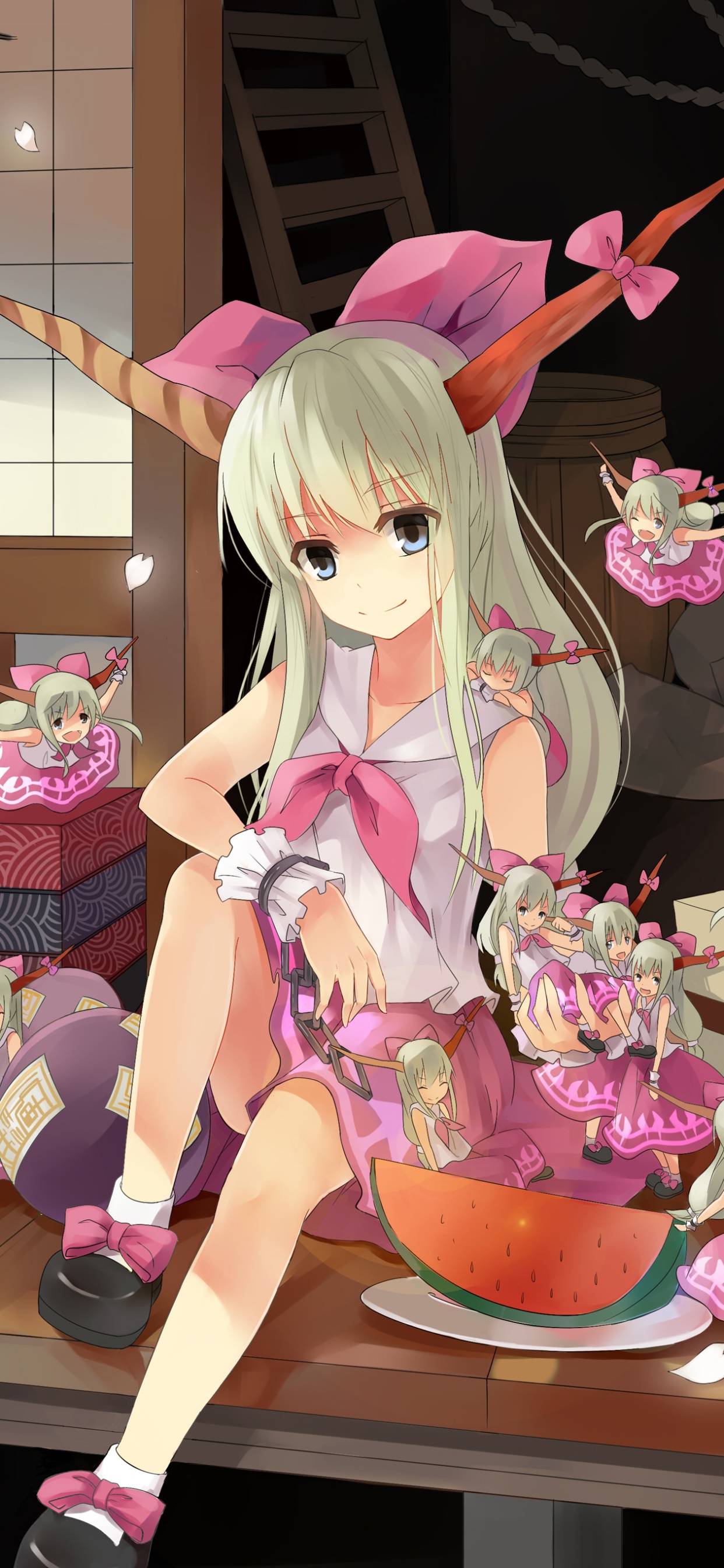 Anime Touhou, Suika Ibuki, 1242x2688, Phone HD Wallpaper