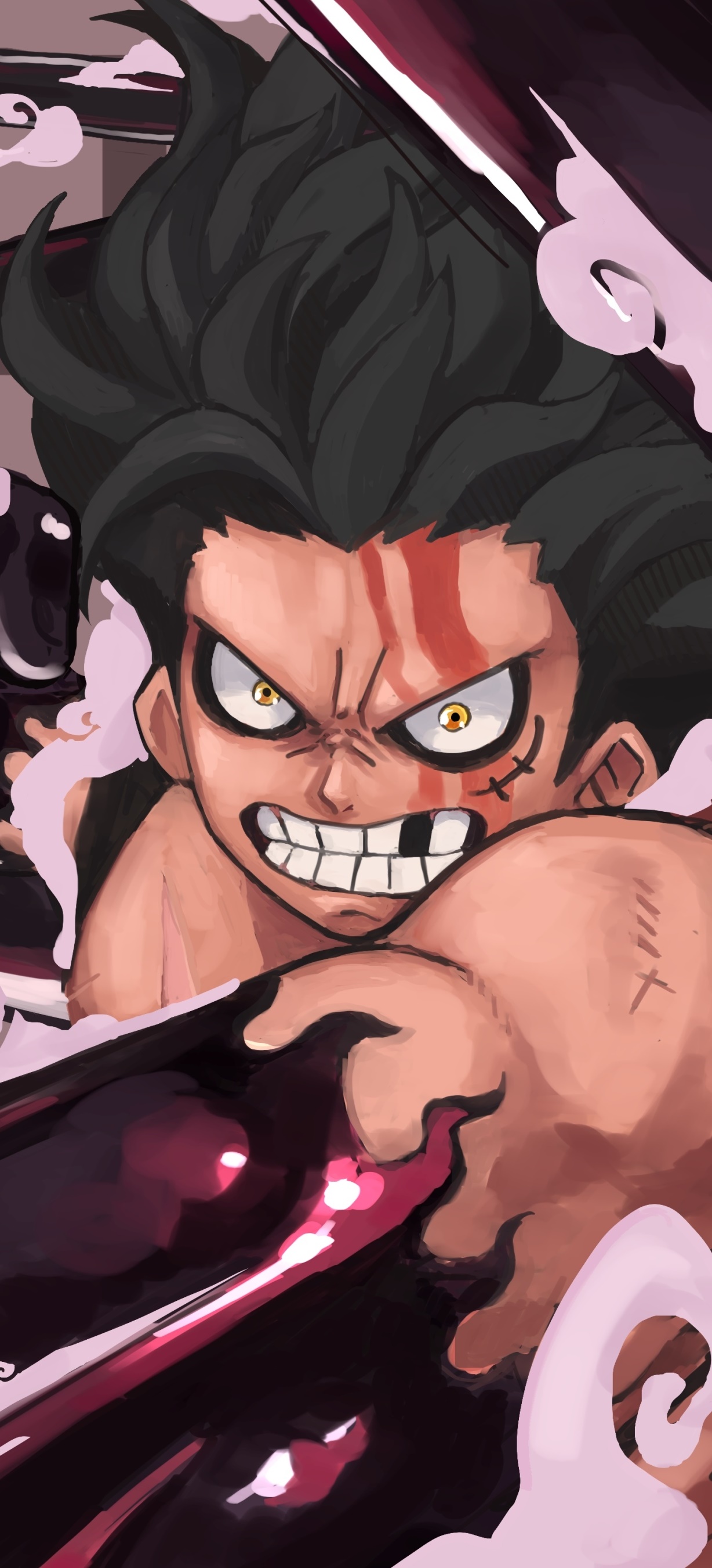 Anime One Piece, Monkey D. Luffy, Gear Fourth, 1228x2700, Phone HD Wallpaper