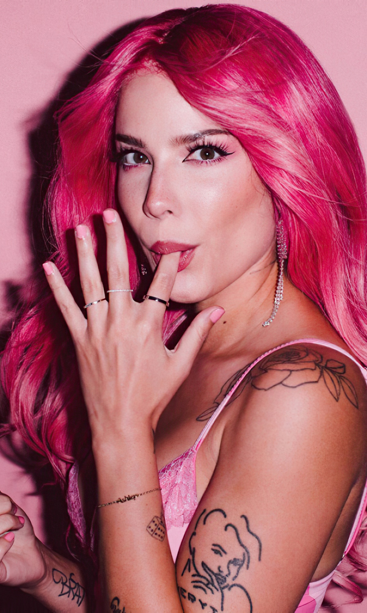 Music Halsey, Singer, Pink Hair, Long Hair, Halsey (Singer), American, 1200x2000, Phone HD Wallpaper
