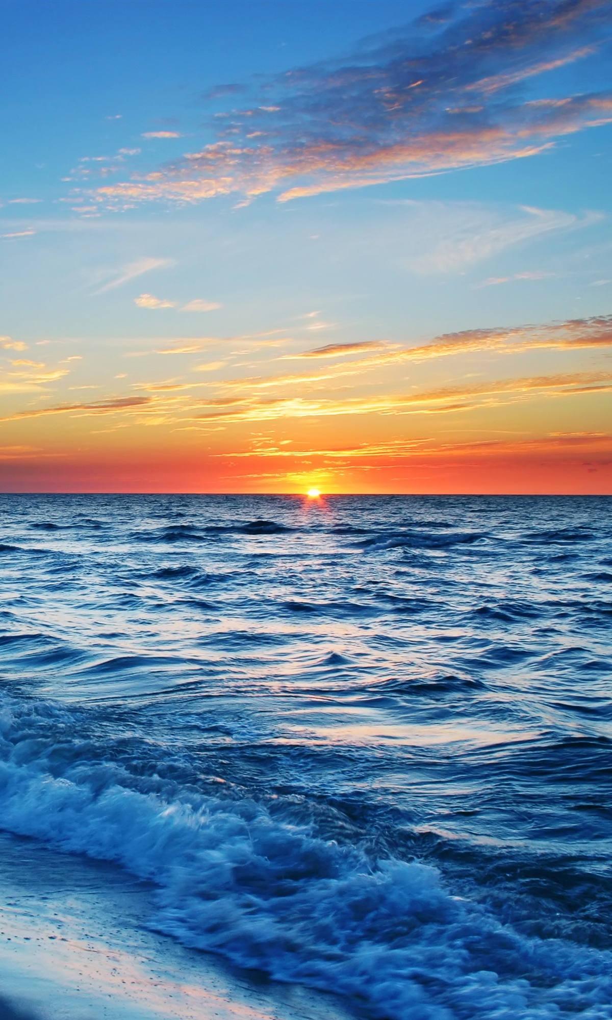 Earth Sunset, Ocean, Horizon, 1200x2000, Phone HD Wallpaper