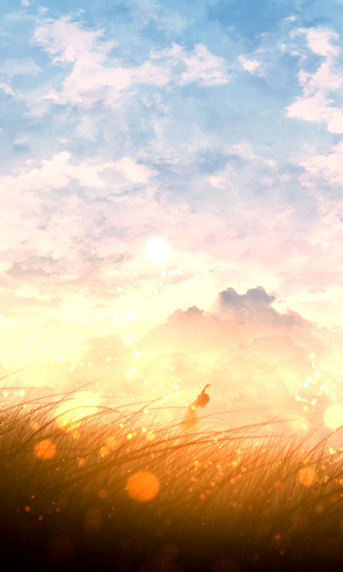 Anime Sunset, Sky, Cloud, 1200x2000, Phone HD Wallpaper