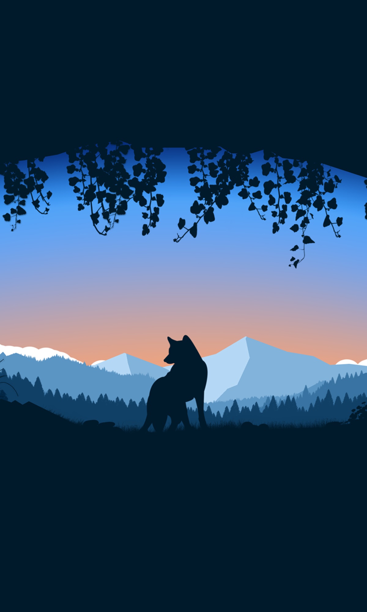 Artistic Minimalist, Wolf, Cave, 1200x2000, Phone HD Wallpaper