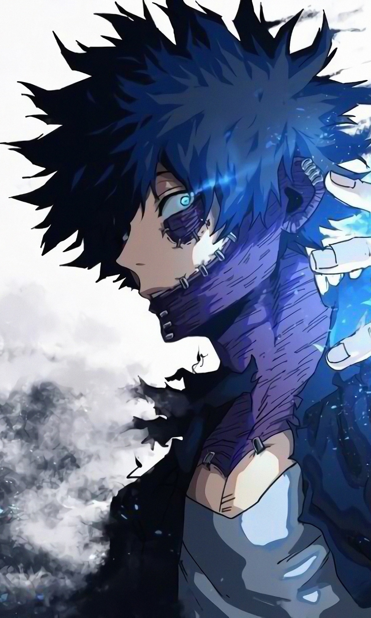 Anime My Hero Academia, Dabi (Boku No Hero Academia), Blue Eyes, Black Hair, Scar, 1200x2000, Phone HD Wallpaper
