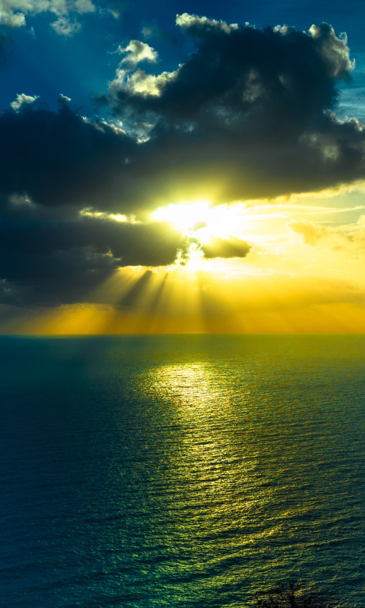 Earth Sunset, Ocean, Sea, Cloud, Sunbeam, 1200x2000, Phone HD Wallpaper