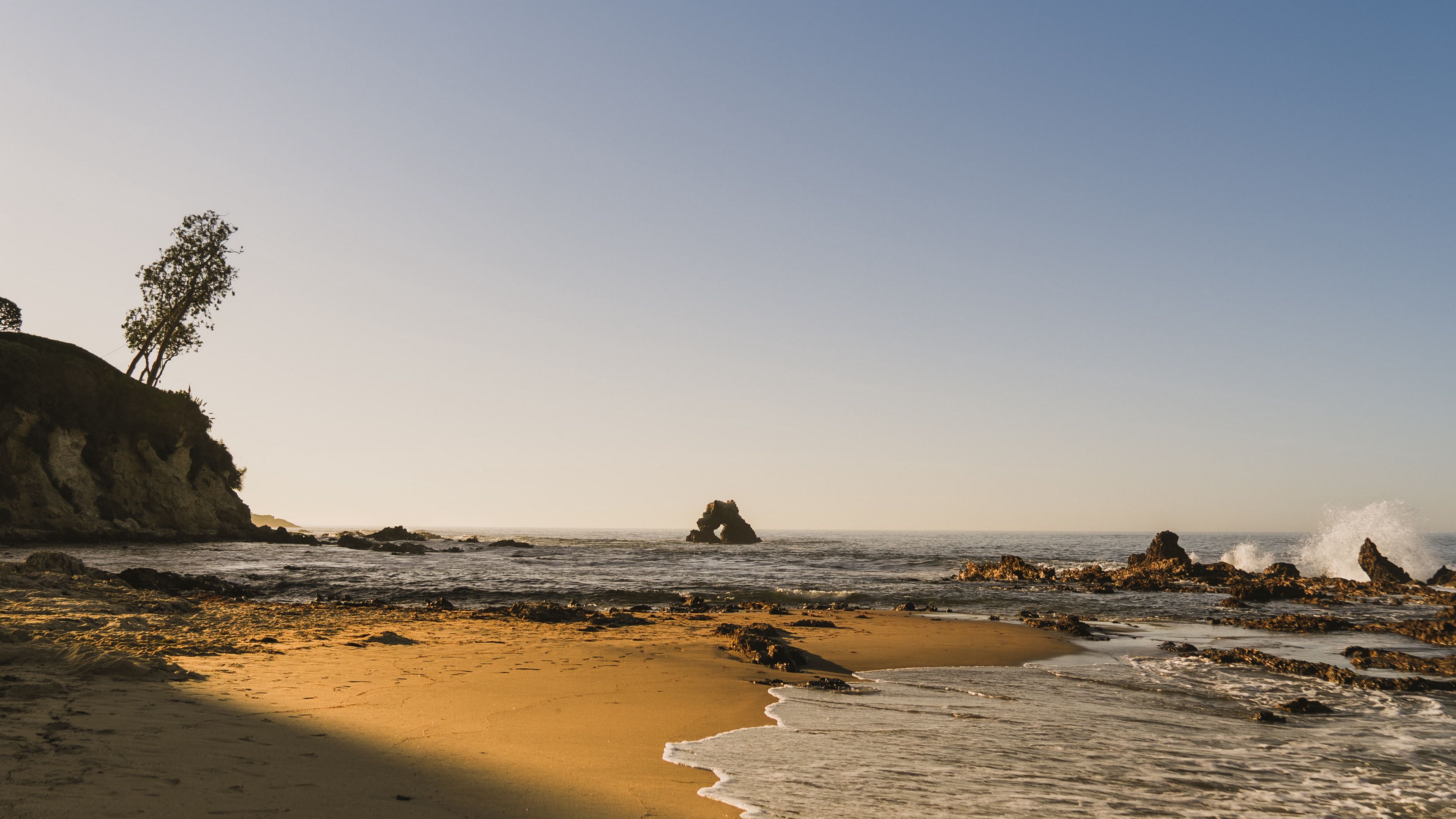 beach, coast, rocks, waves, 4k, HD Wallpaper