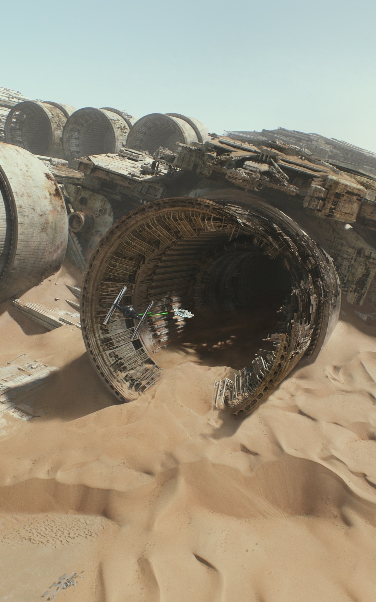 Movie Star Wars Episode VII: The Force Awakens, Star Wars, TIE Fighter, Millennium Falcon, 1200x1920, Phone HD Wallpaper