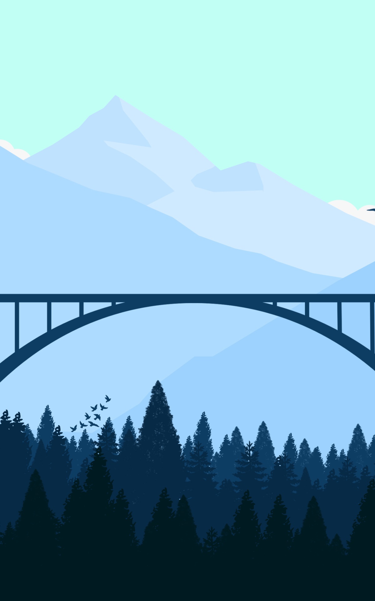 Artistic Minimalist, Mountain, Bridge, 1200x1920, Phone HD Wallpaper
