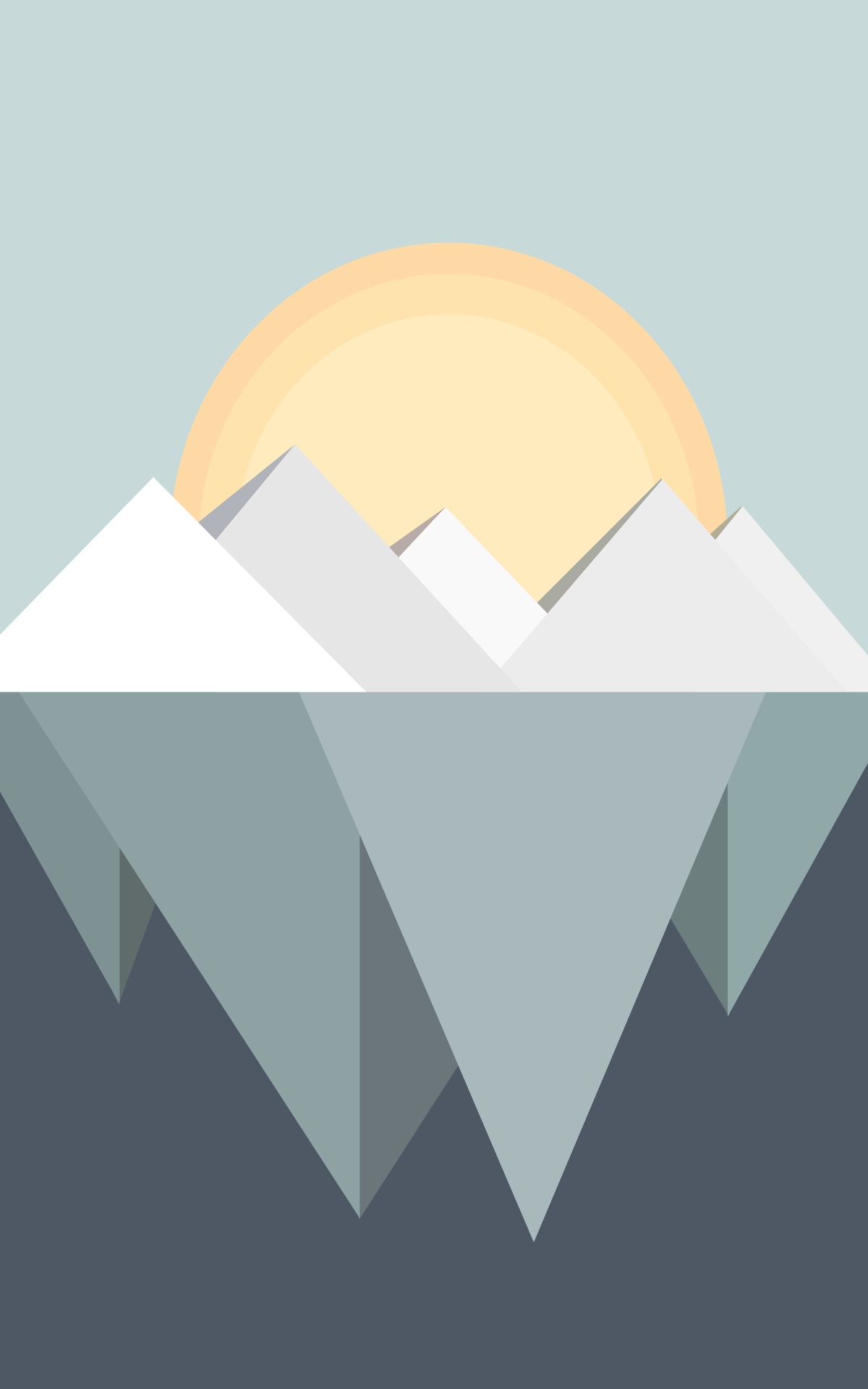 Artistic Minimalist, Sun, Water, Iceberg, 1200x1920, Phone HD Wallpaper