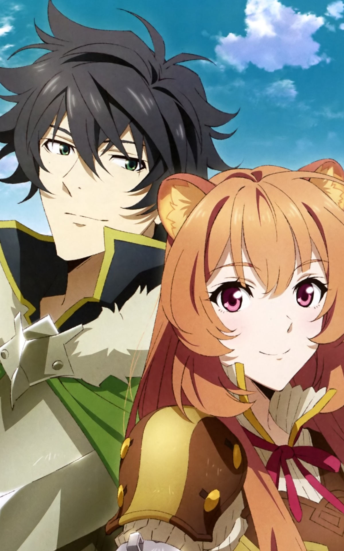 Anime The Rising of the Shield Hero, Brown Hair, Raphtalia (The Rising Of The Shield Hero), Black Hair, Naofumi Iwatani, 1200x1920, Phone HD Wallpaper