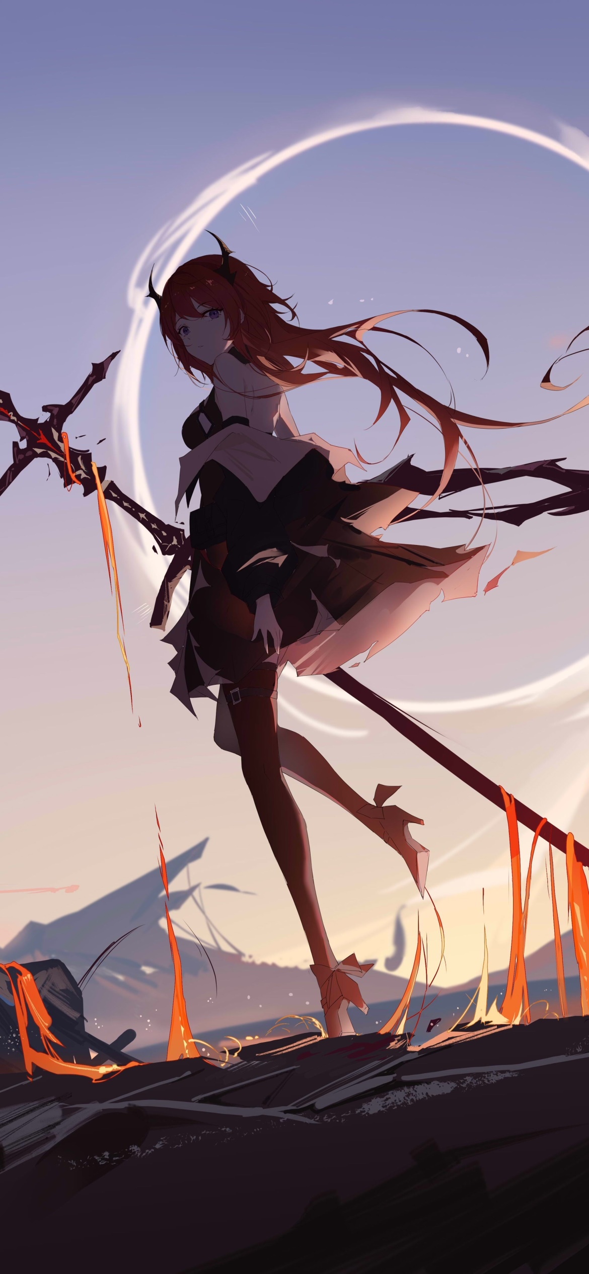 Video Game Arknights, Long Hair, Surtr (Arknights), 1170x2532, Phone HD Wallpaper