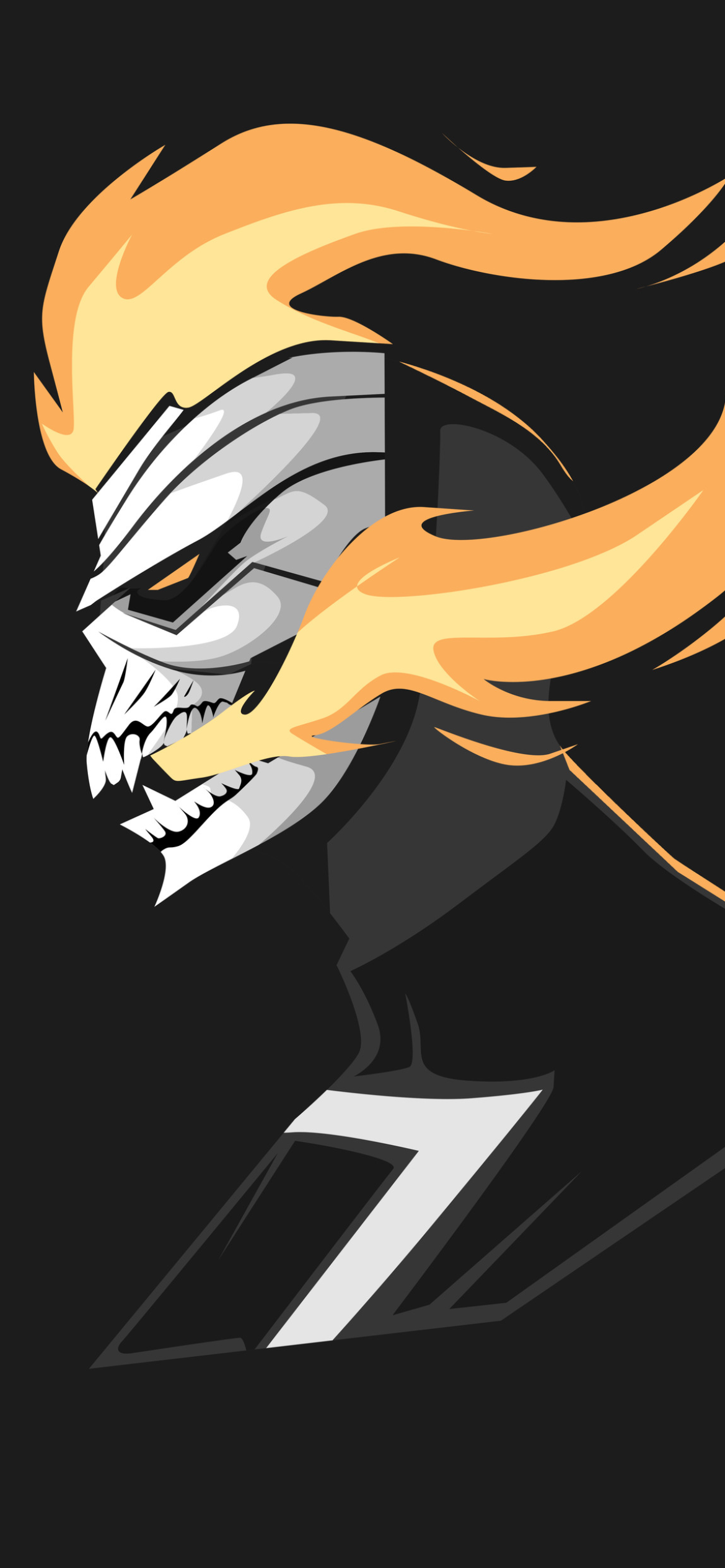 Comics Ghost Rider, Minimalist, Teeth, Skull, Fire, 1170x2532, Phone HD Wallpaper
