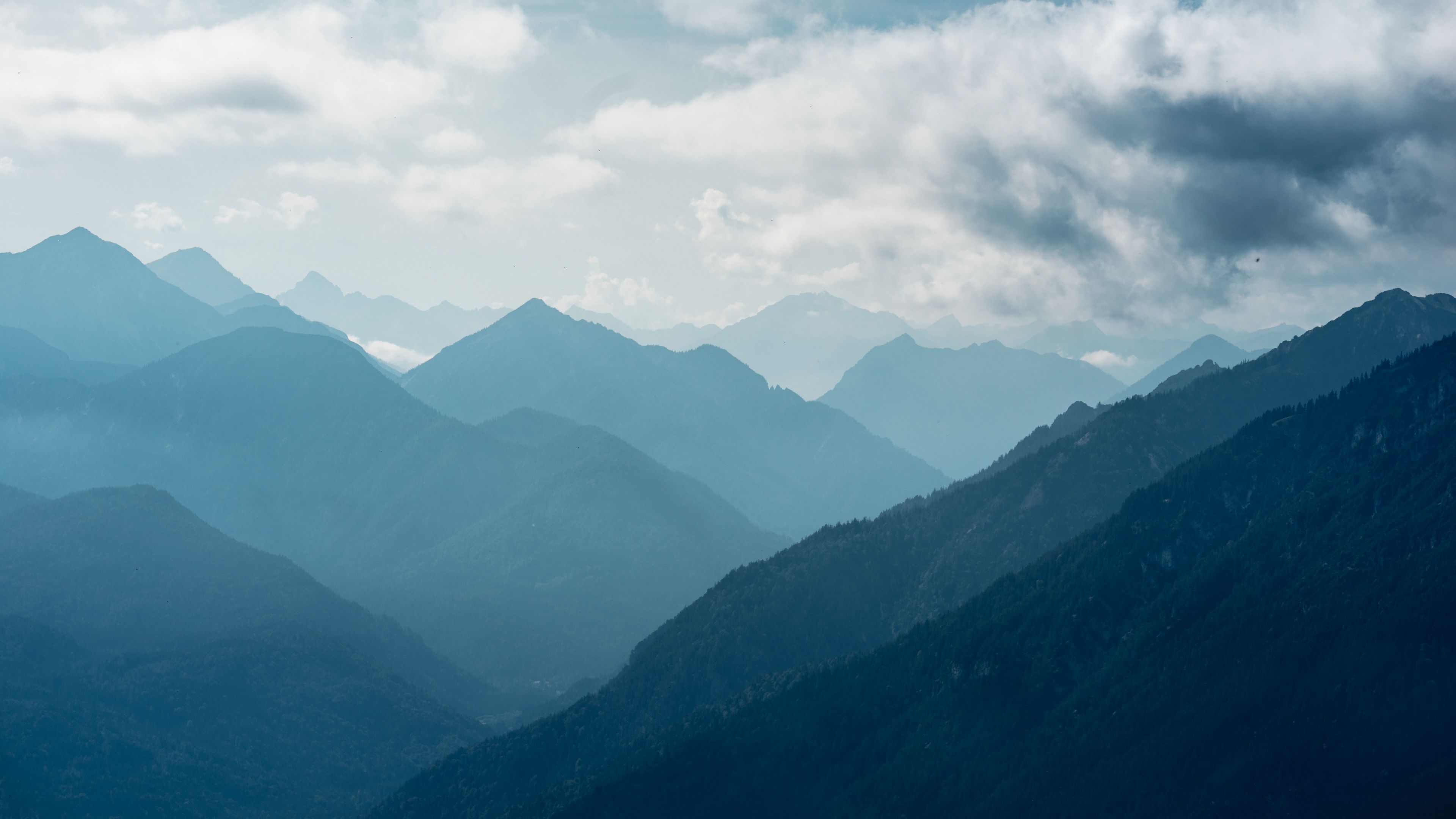 hills, fog, sky, clouds, 4k, HD Wallpaper