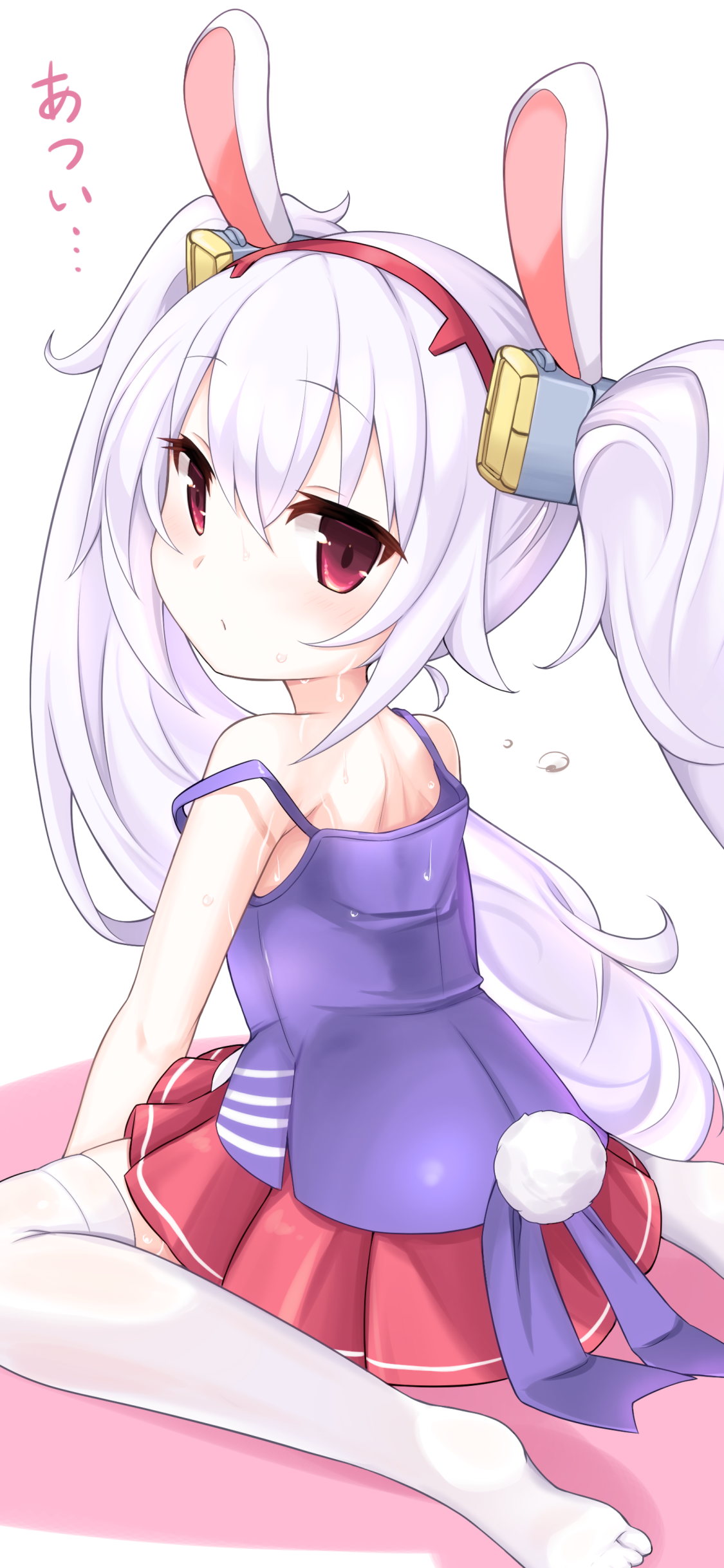 Anime Azur Lane, White Hair, Laffey (Azur Lane), Red Eyes, Animal Ears, 1125x2436, Phone HD Wallpaper