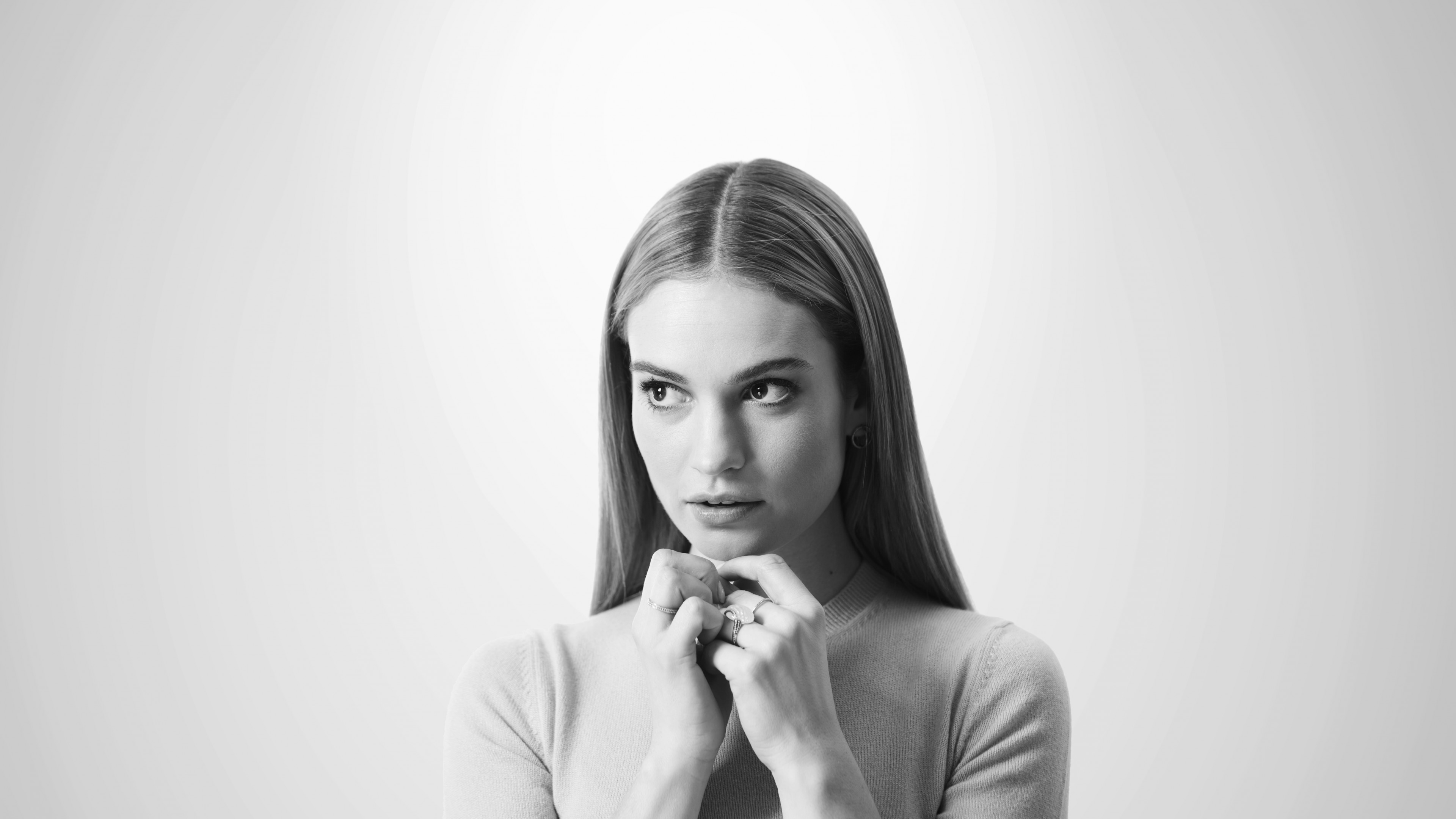 Lily James, 4K, photo, HD Wallpaper