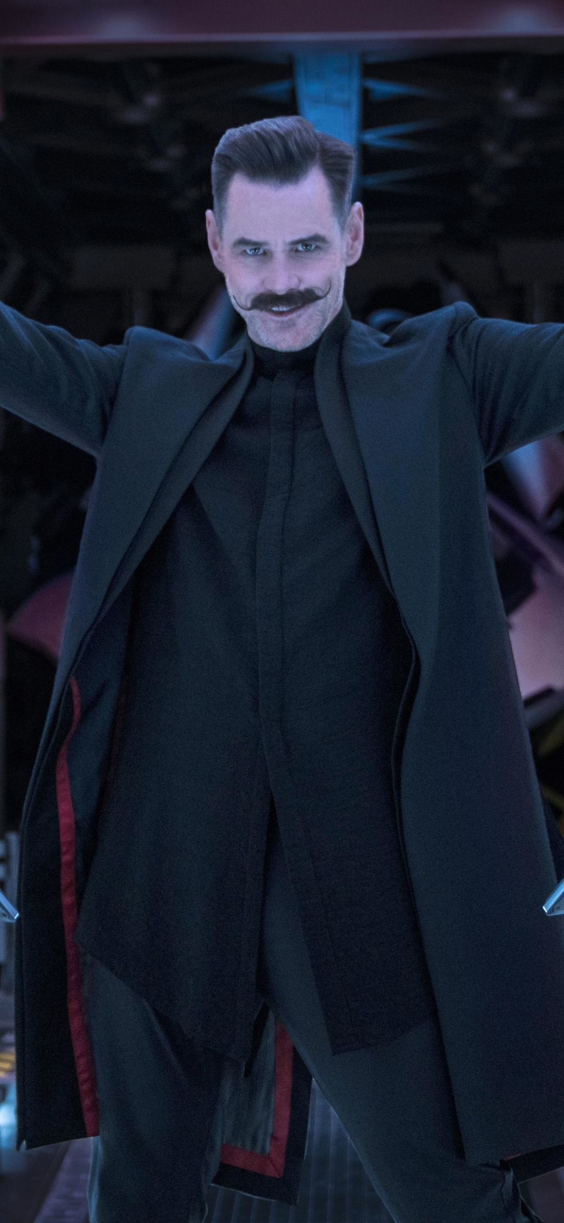 Movie Sonic the Hedgehog, Jim Carrey, Doctor Eggman, Moustache, 1125x2436, Phone HD Wallpaper
