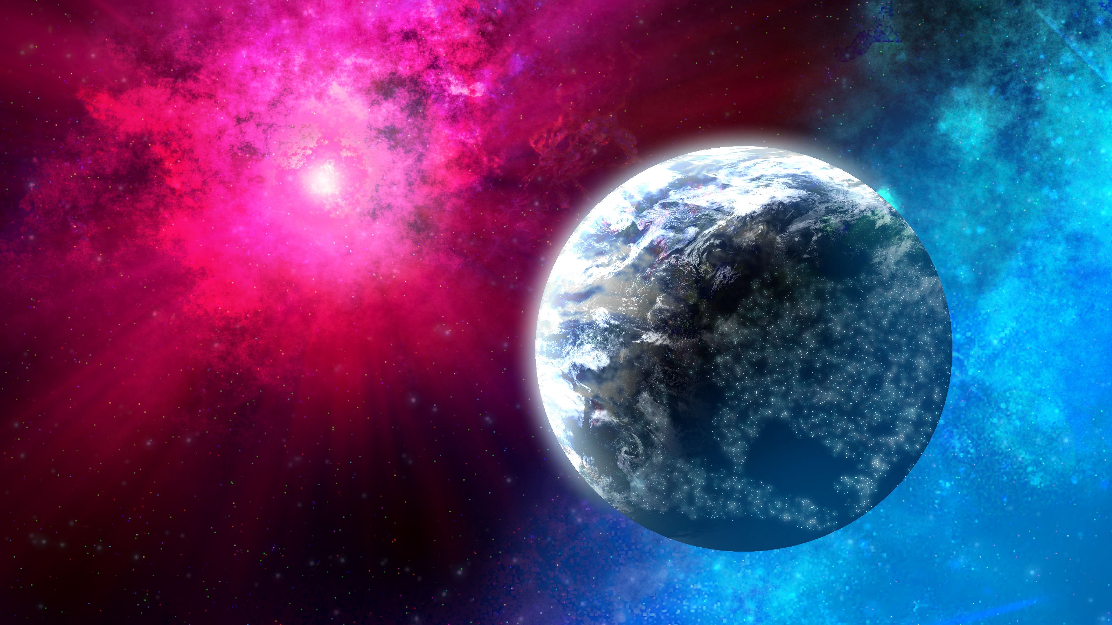 planet, rays, space, stars, 4k, HD Wallpaper