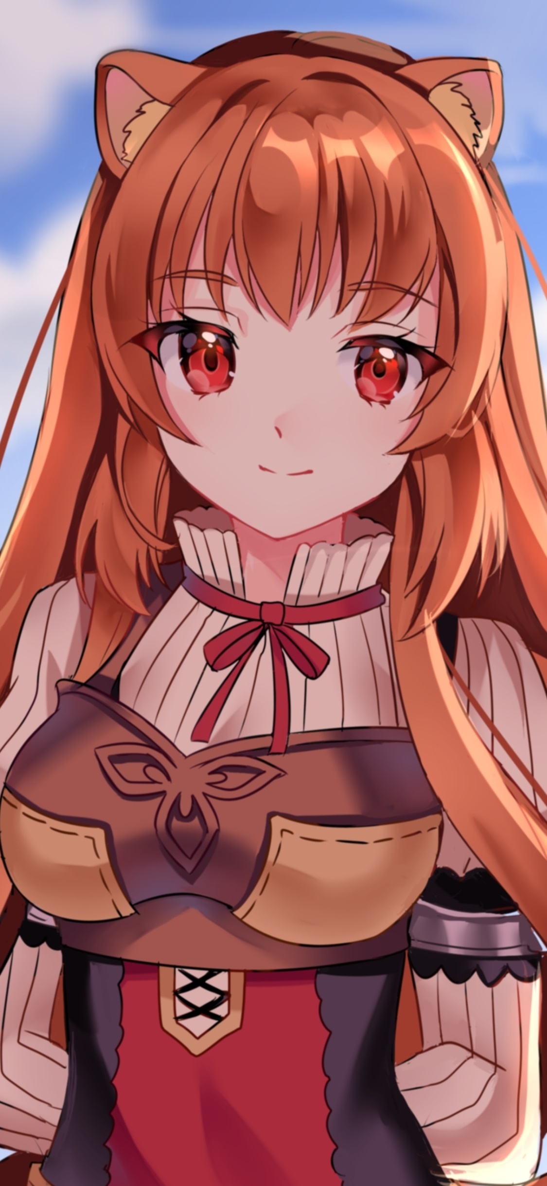 Anime The Rising of the Shield Hero, Brown Hair, Raphtalia (The Rising Of The Shield Hero), Red Eyes, 1125x2436, Phone HD Wallpaper