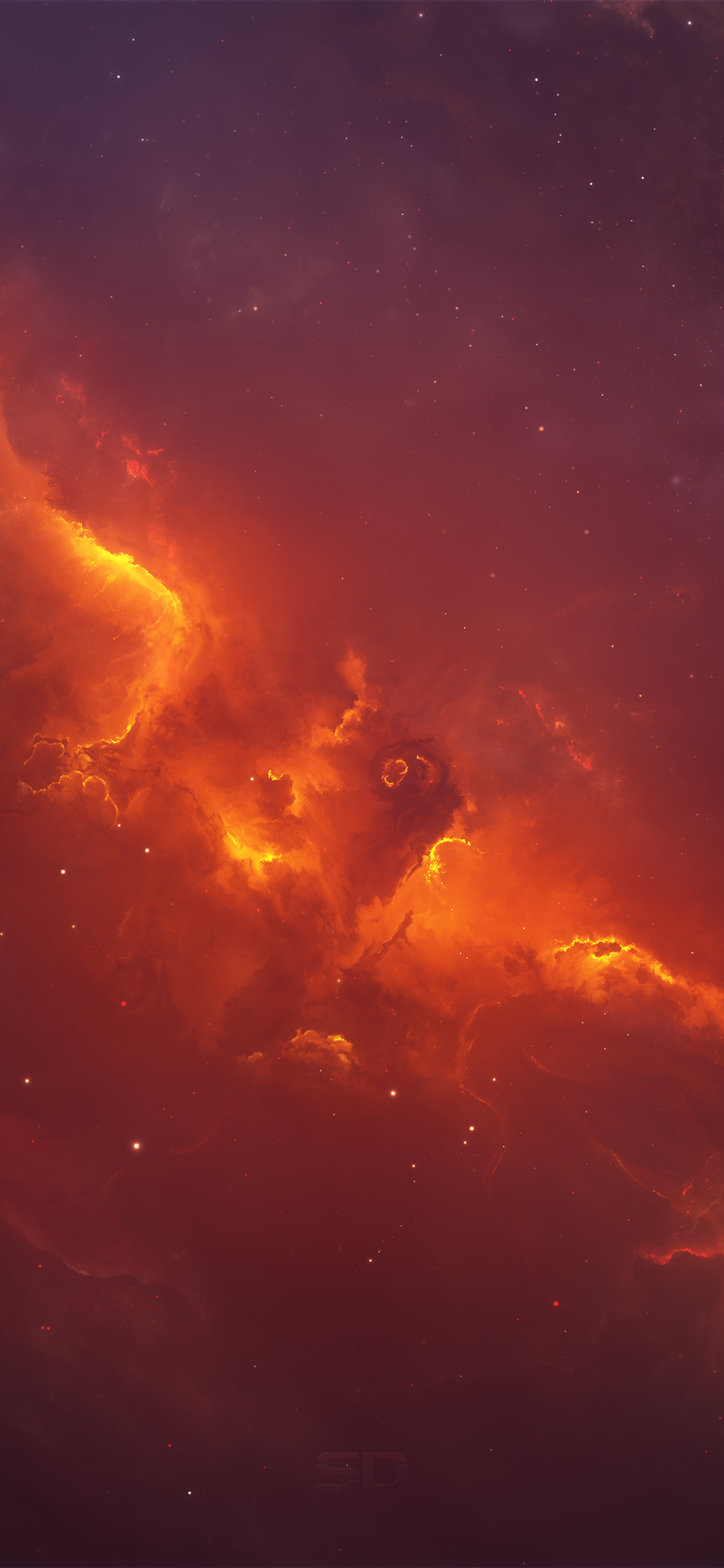 Sci Fi Nebula, Orange (Color), Space, 1125x2436, Phone HD Wallpaper