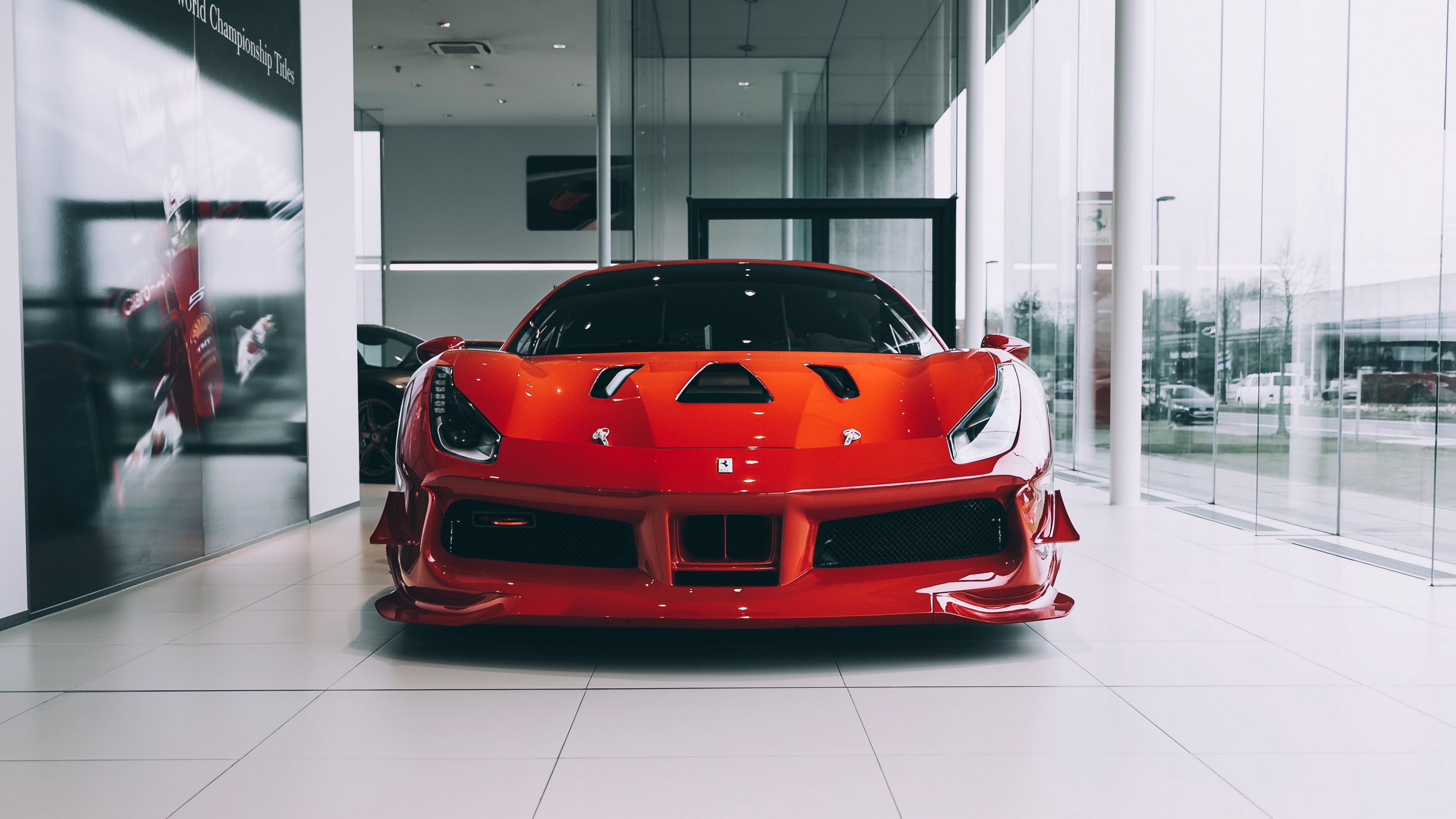 car, sports car, front view, red, 4k, HD Wallpaper