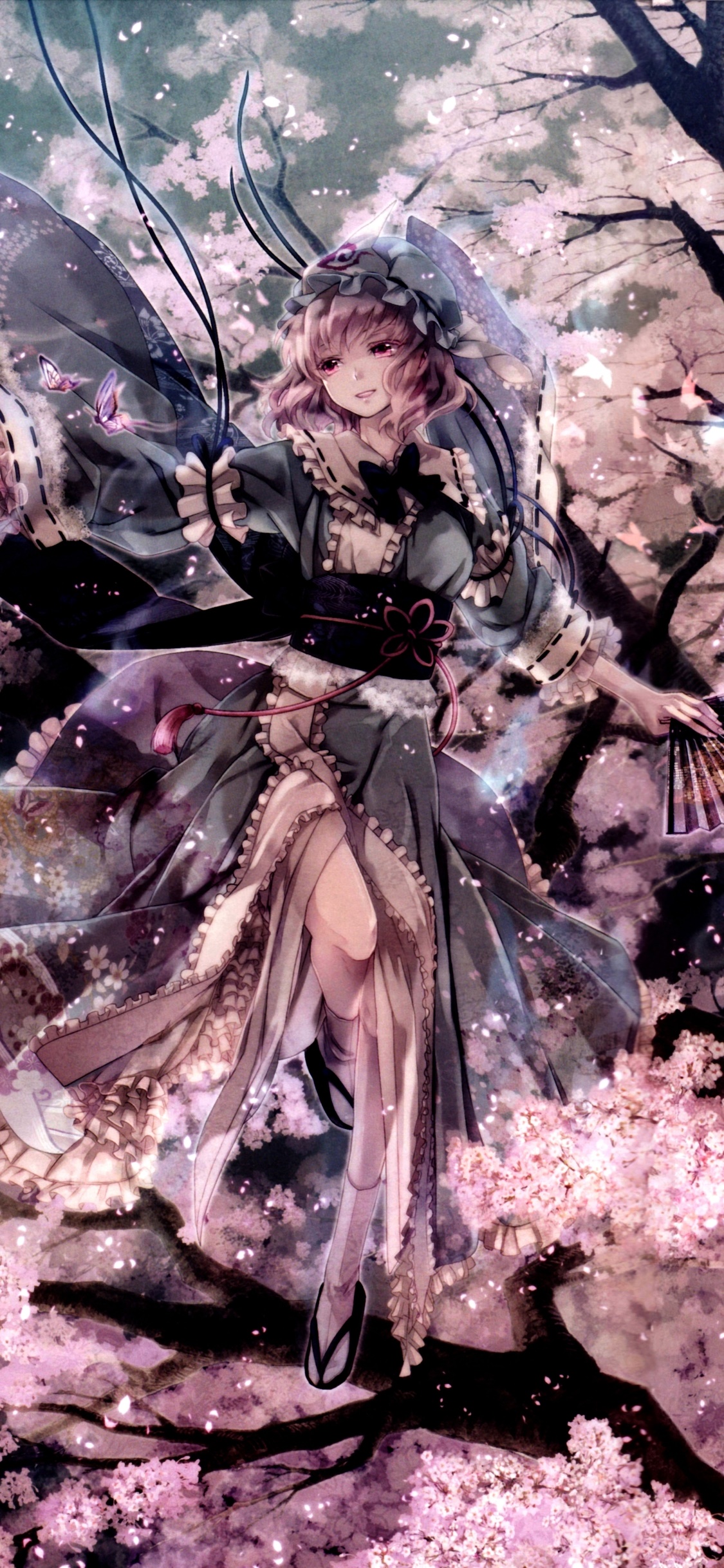 Anime Touhou, Yuyuko Saigyouji, 1125x2436, Phone HD Wallpaper