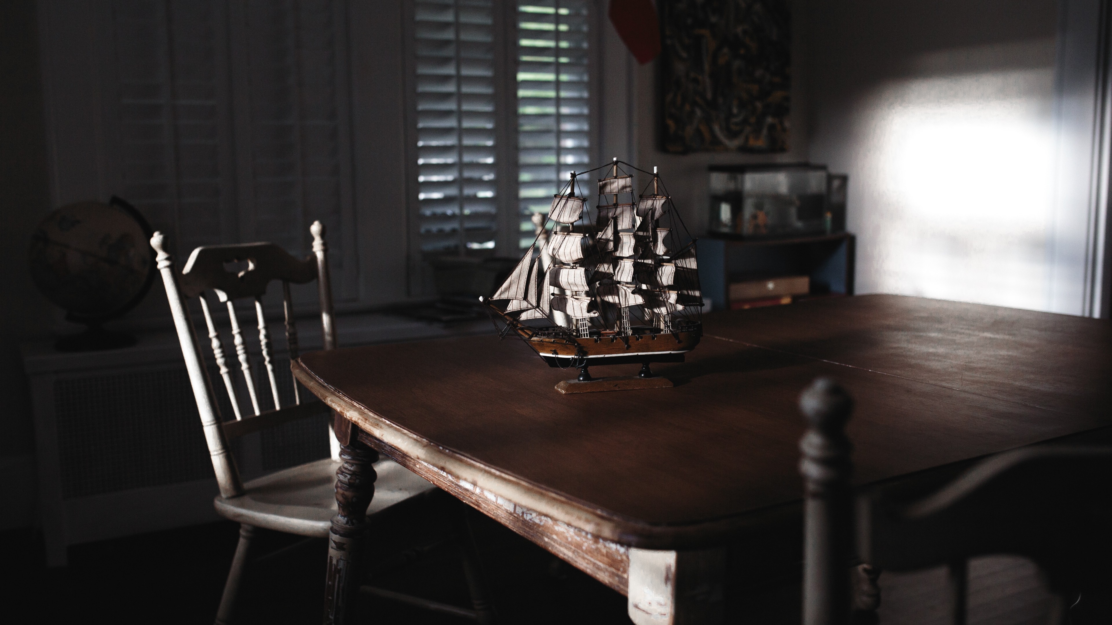 abstract, 4k, room, sailing ship, HD Wallpaper