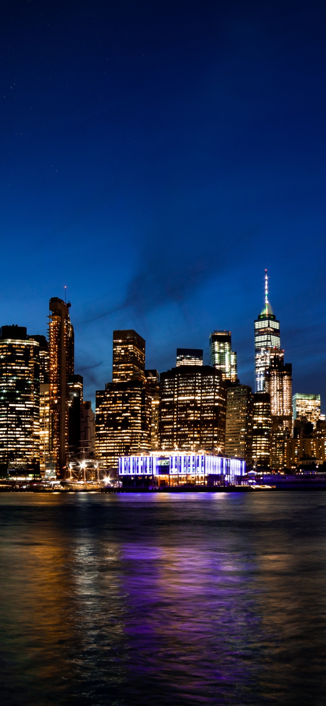 Man Made Manhattan, Building, Skyscraper, Night, City, New York, 1125x2436, Phone HD Wallpaper
