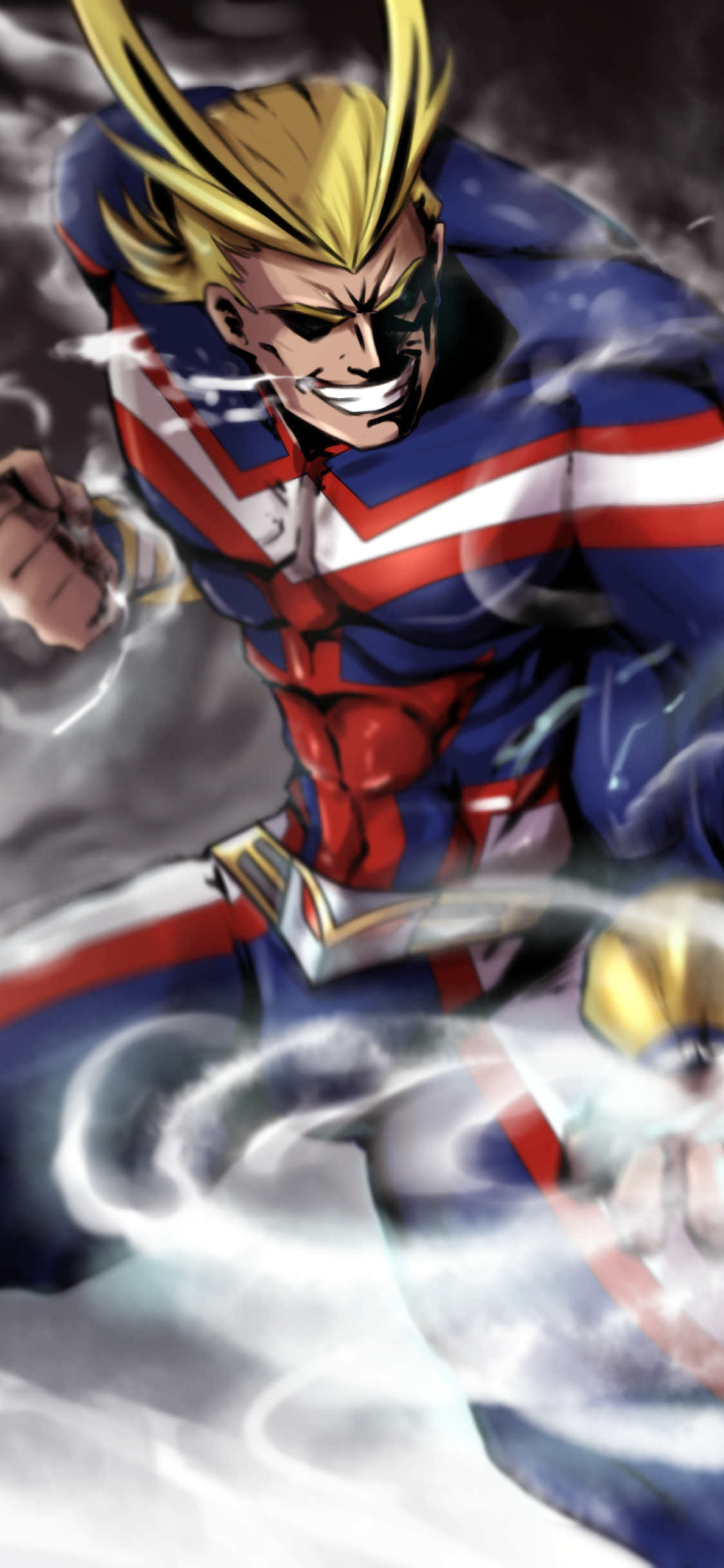 Anime My Hero Academia, All Might, Toshinori Yagi, Smile, Smoke, Blonde, 1125x2436, Phone HD Wallpaper