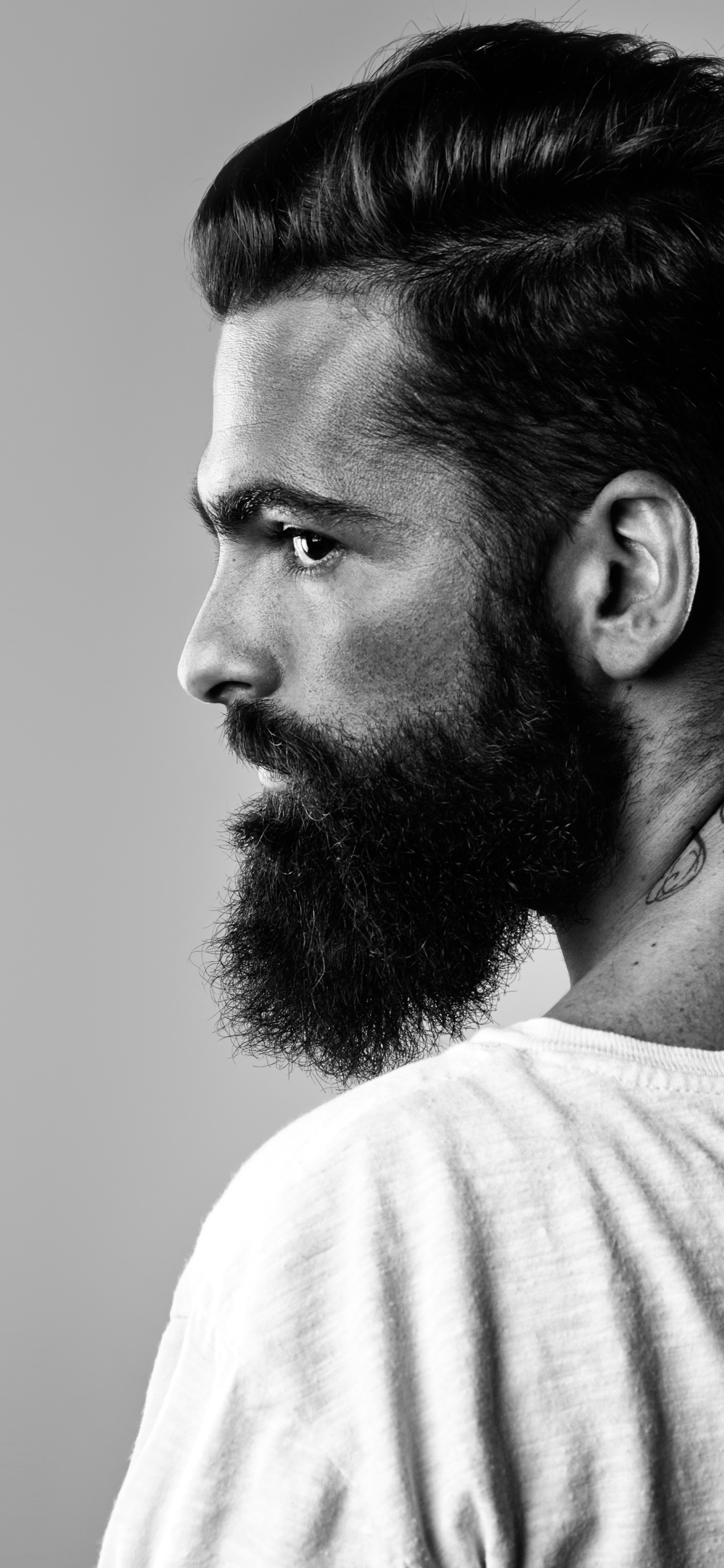 Men Model, Black and White, Beard, 1125x2436, Phone HD Wallpaper