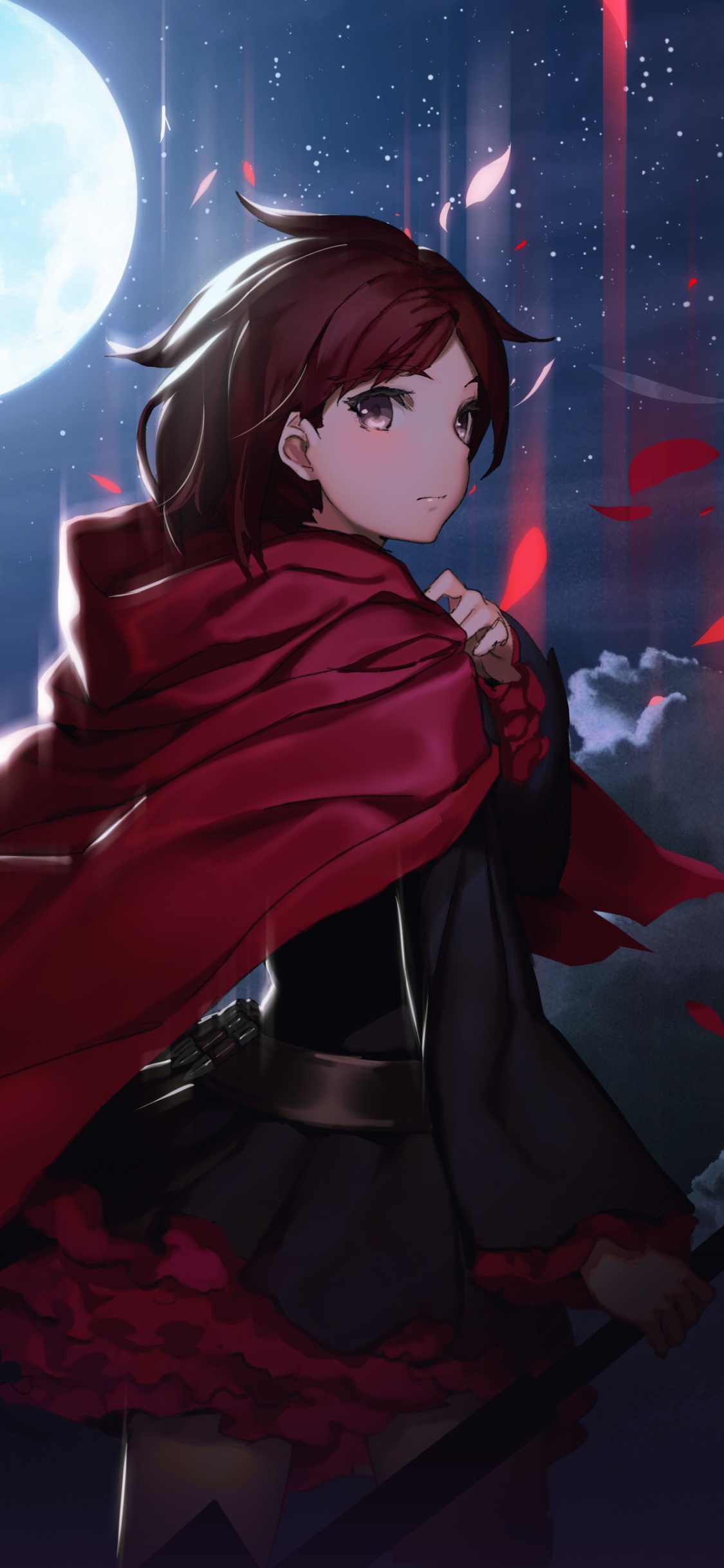 Anime RWBY, Moon, Ruby Rose (RWBY), 1125x2436, Phone HD Wallpaper