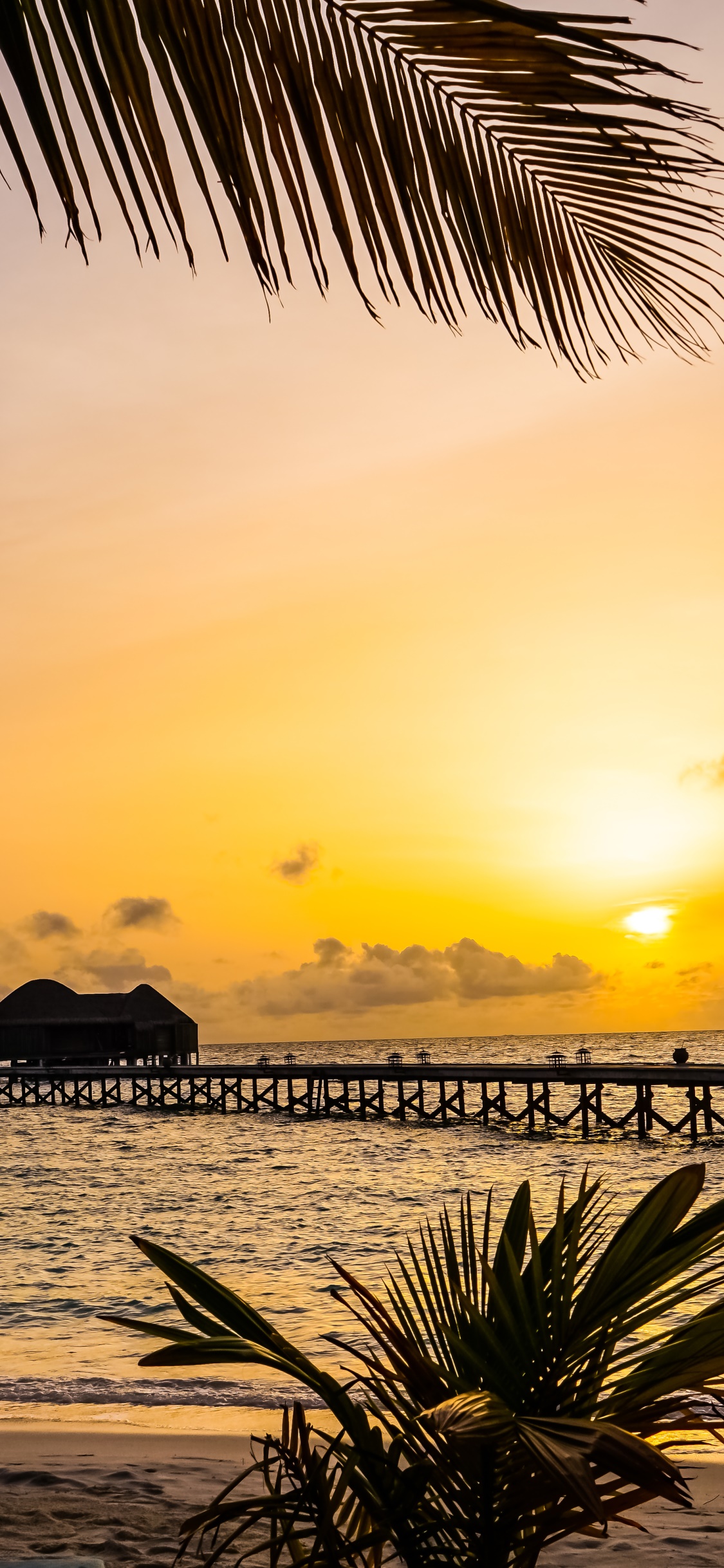 Photography Sunset, Constance Halaveli Resort, Holiday, Pier, Maldives, Beach, 1125x2436, Phone HD Wallpaper