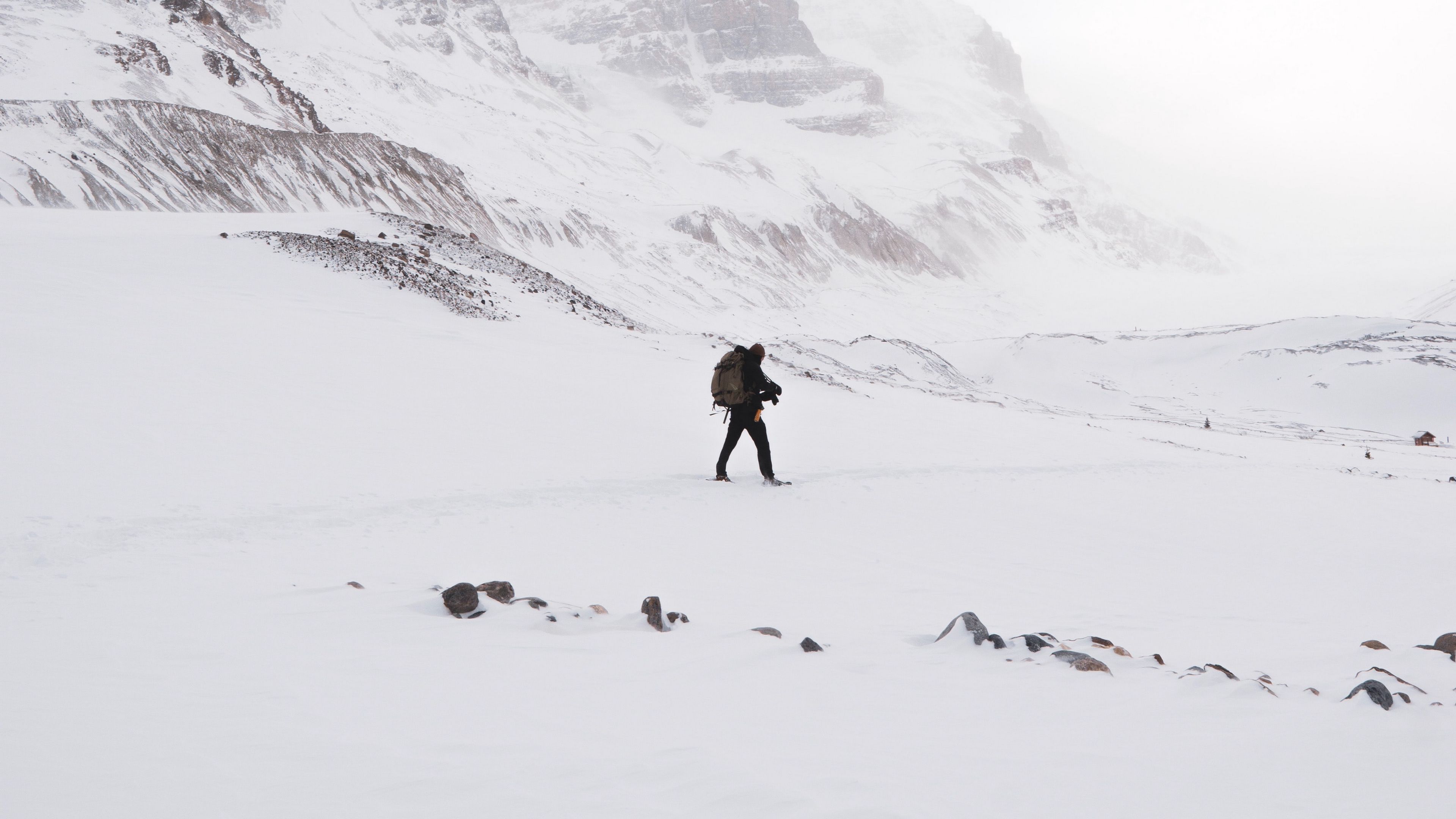 lonely, loneliness, rocks, snow, 4k, HD Wallpaper