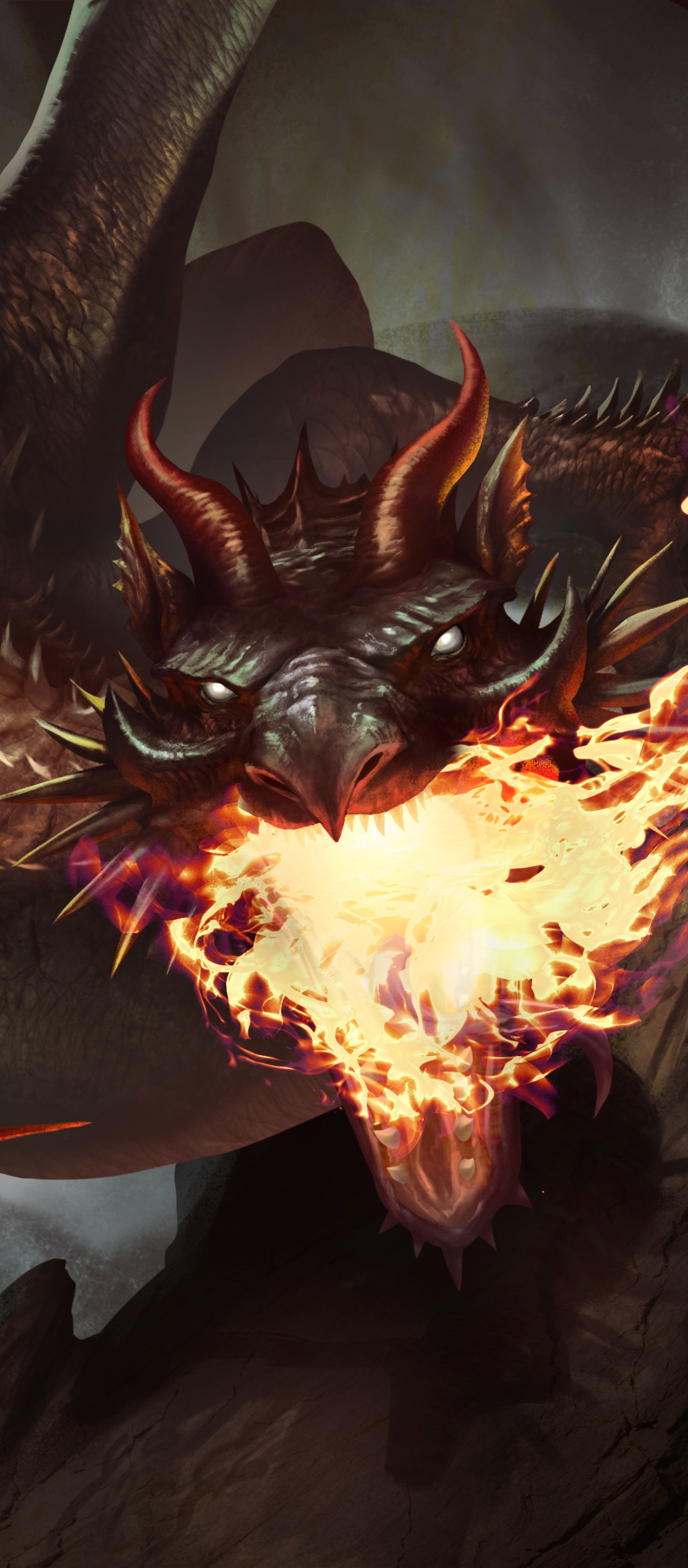 Fantasy Dragon, Fire, 1080x2460, Phone HD Wallpaper