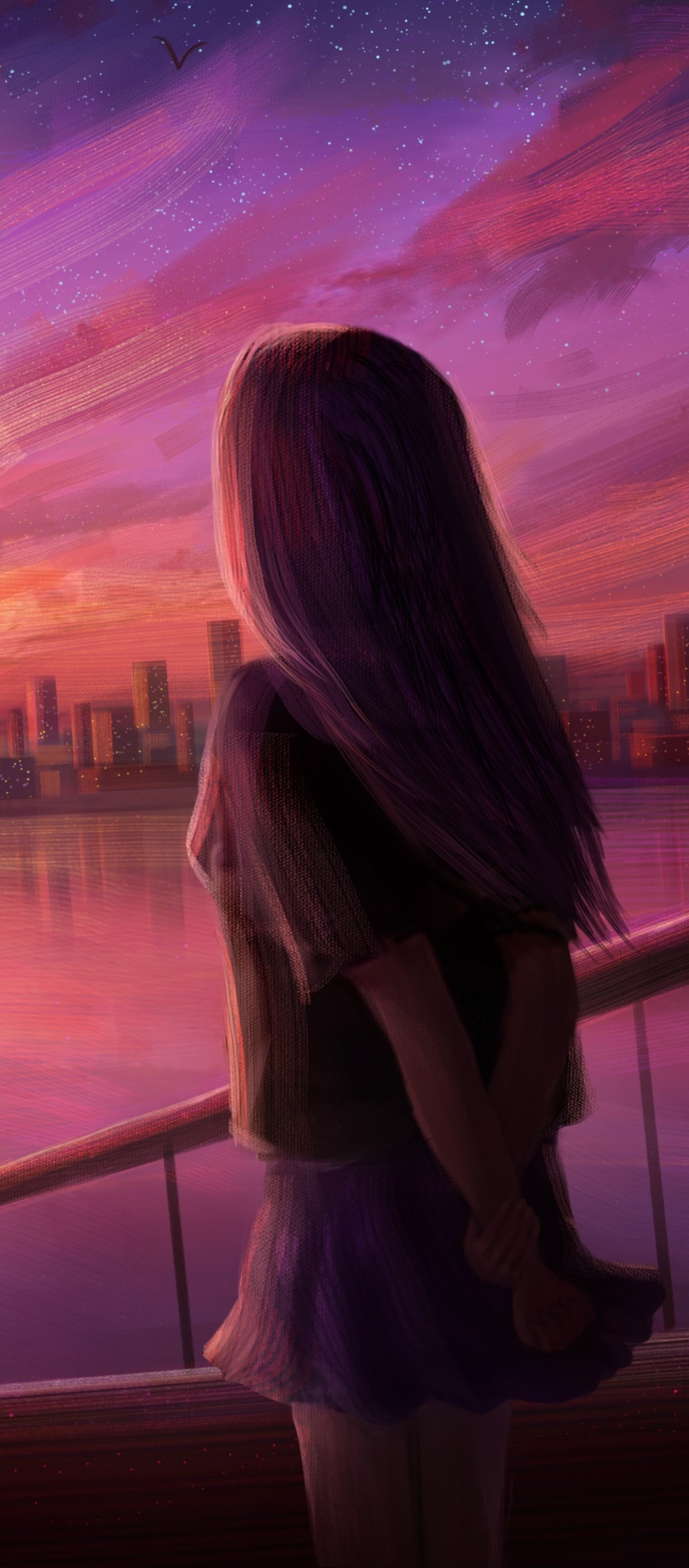 Anime Sunset, 1080x2460, Phone HD Wallpaper
