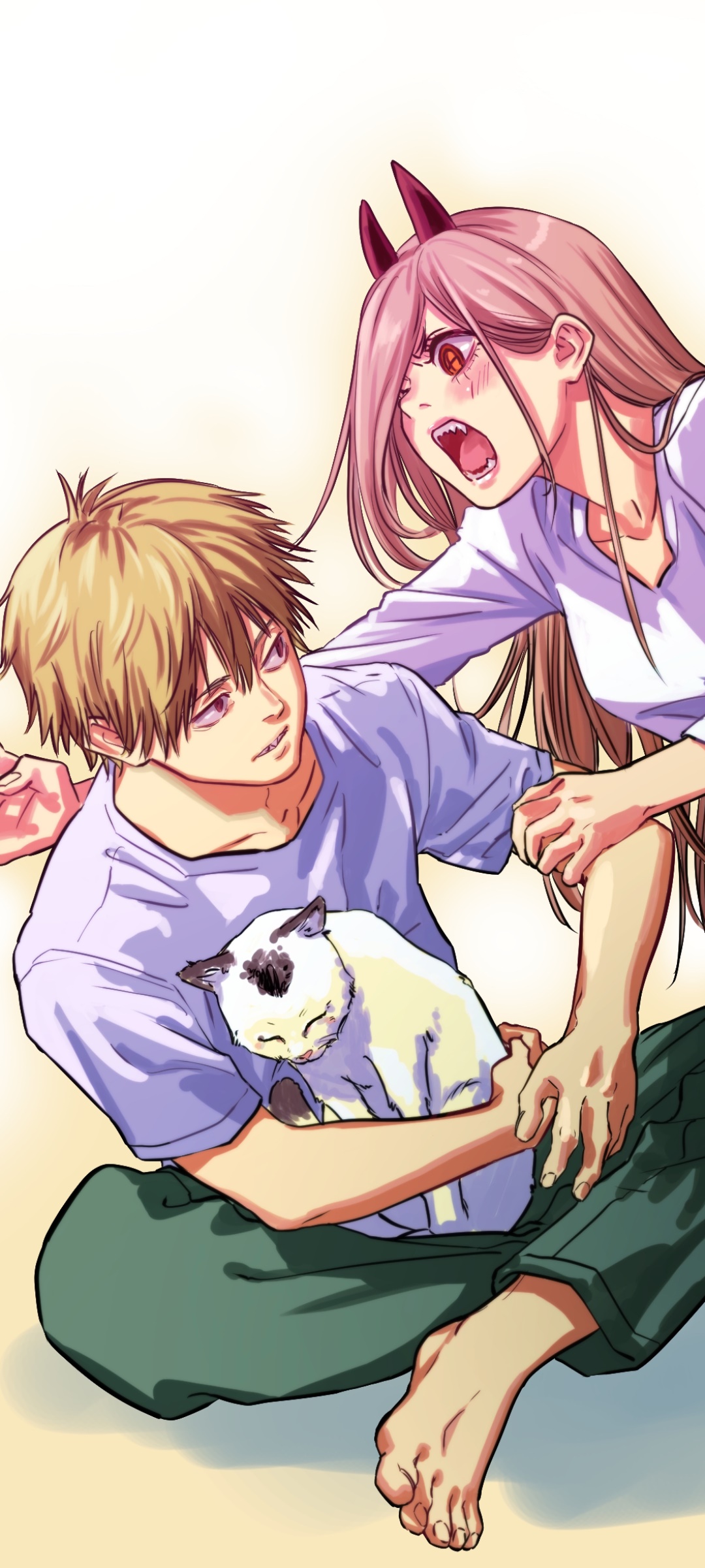Anime Chainsaw Man, Power (Chainsaw Man), Denji (Chainsaw Man), 1080x2400, Phone HD Wallpaper