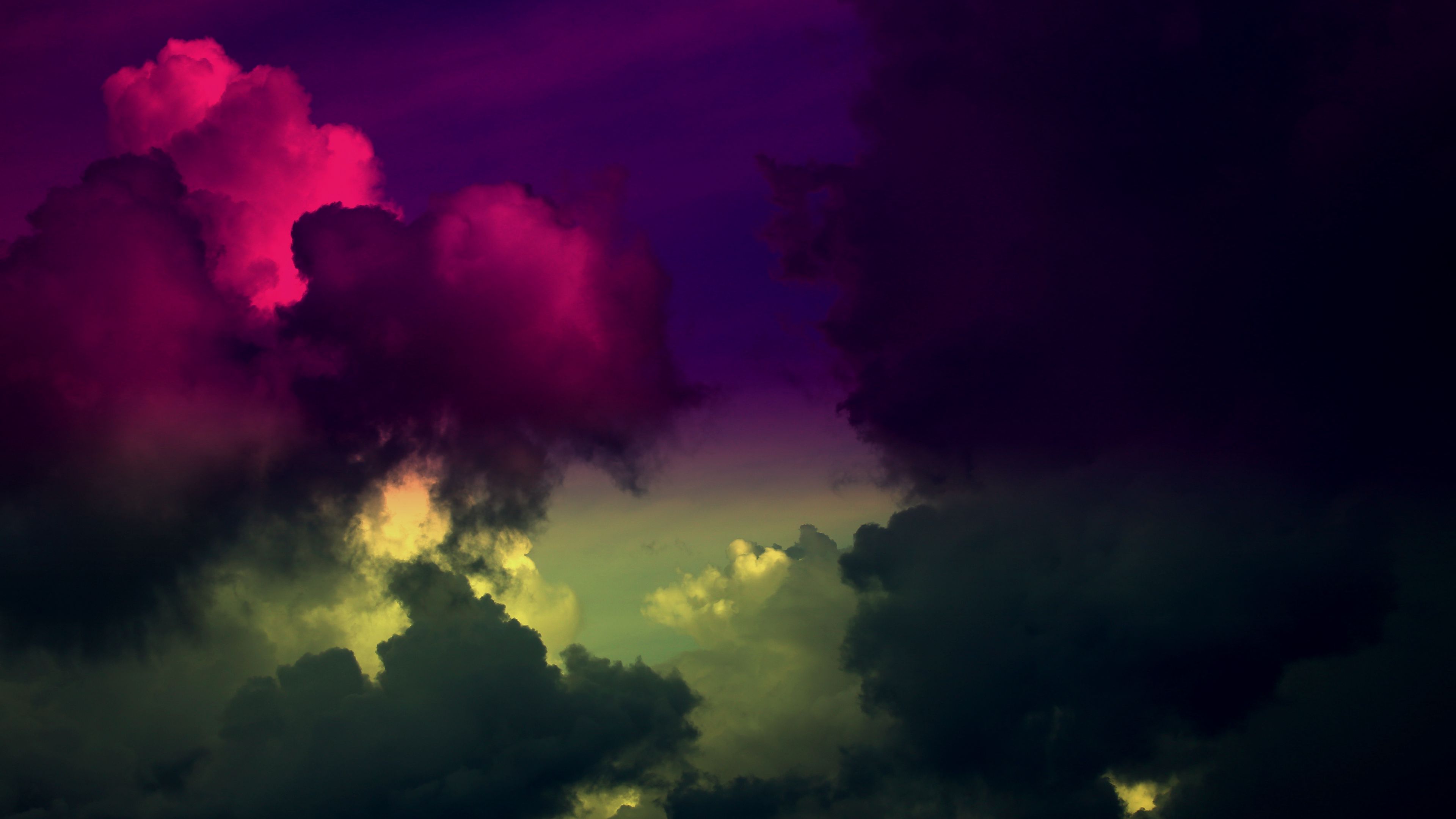 sky, clouds, colorful, dark, 4k, HD Wallpaper