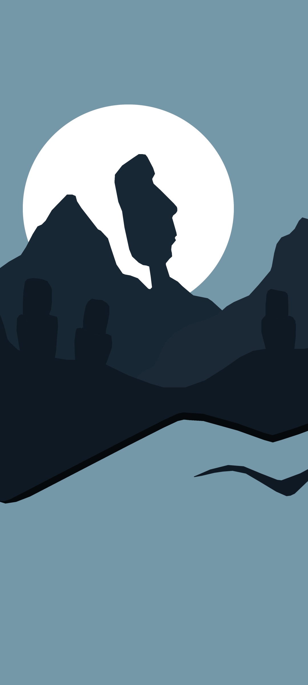 Artistic Minimalist, Statue, Moon, 1080x2400, Phone HD Wallpaper