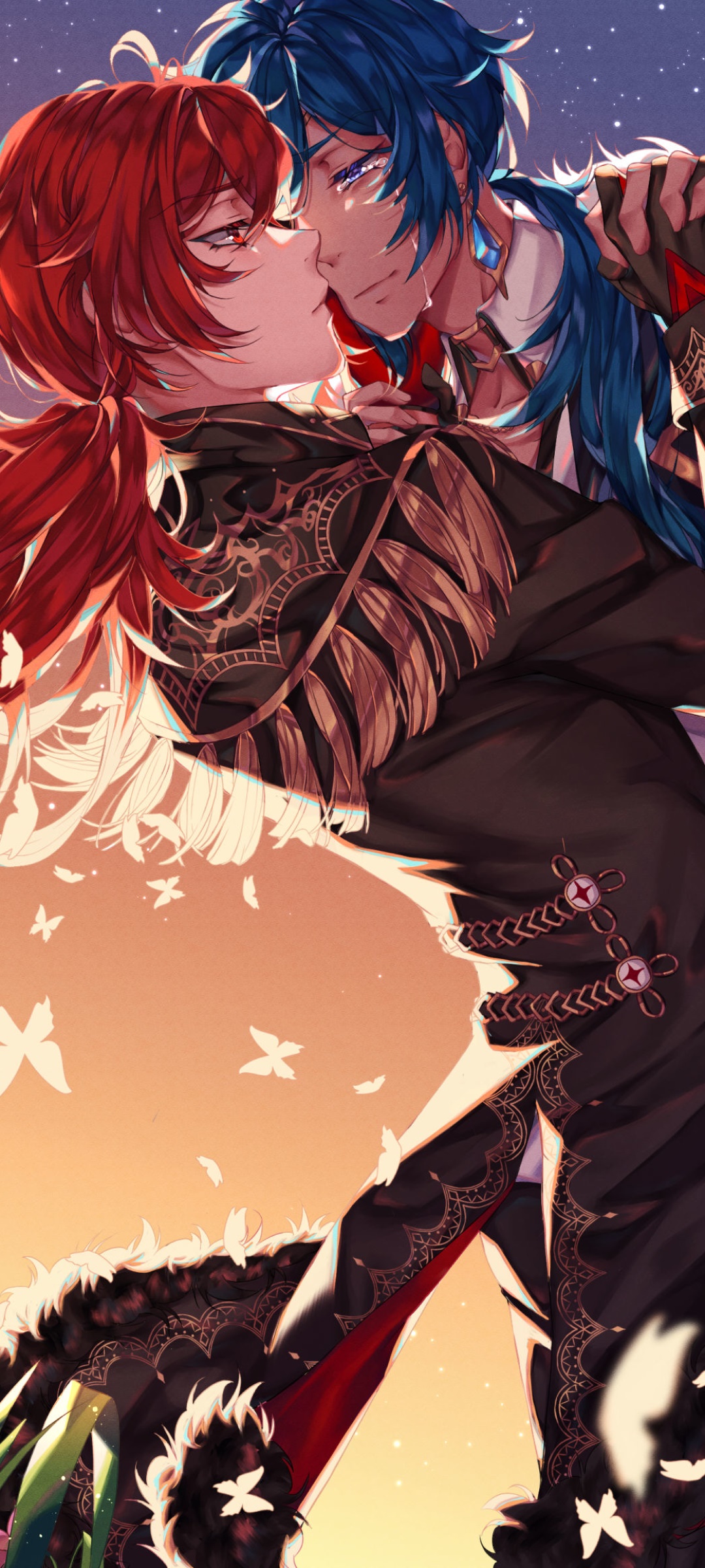 Wallpaper ID: 354900 / Video Game Genshin Impact Phone Wallpaper, Diluc  (Genshin Impact), Kaeya (Genshin Impact), Red Hair, Blue Hair, 1080x2400  free download