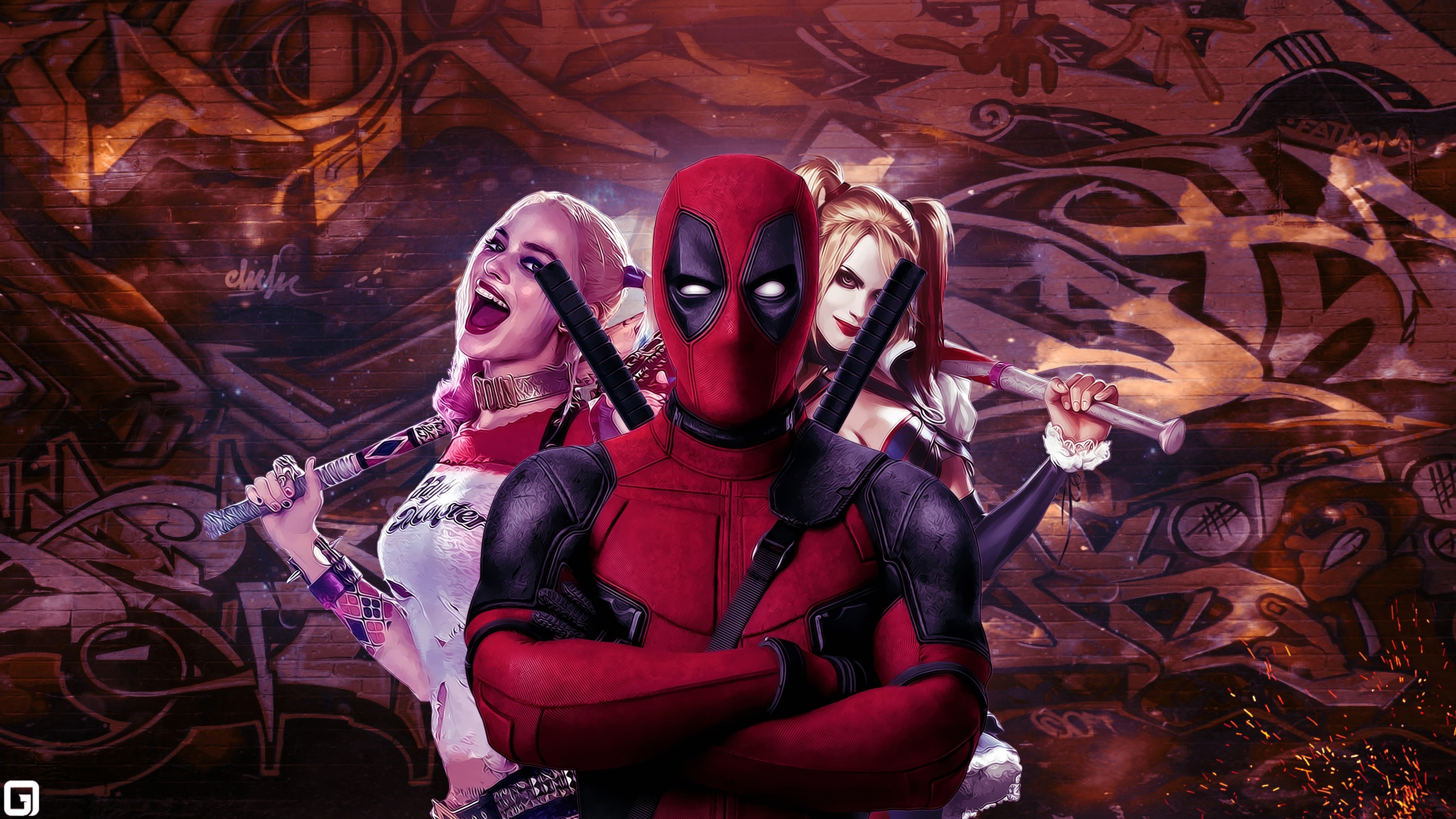 Deadpool, Harley quinn, Suicide Squad, art, Margot Robbie, Best Movies of 2016, HD Wallpaper