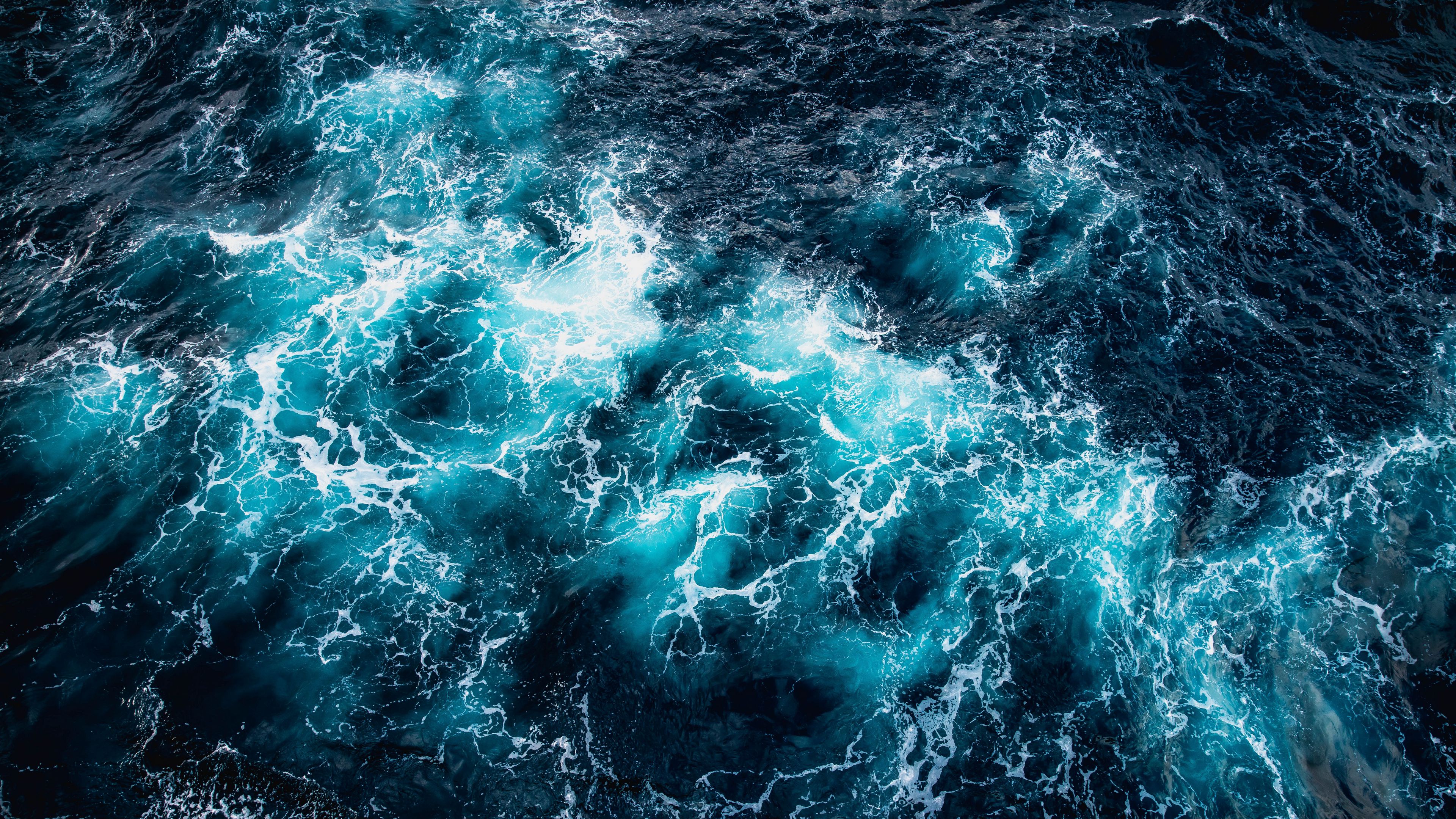 waves, foam, water, aerial view, 4k, HD Wallpaper